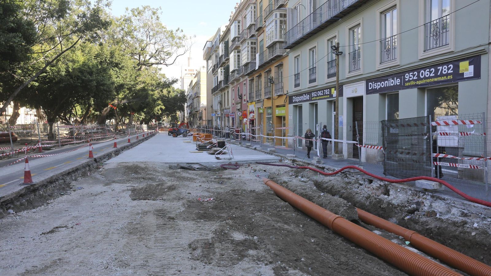 Estado de los trabajos de reurbanización del lateral sur de la Alameda.
