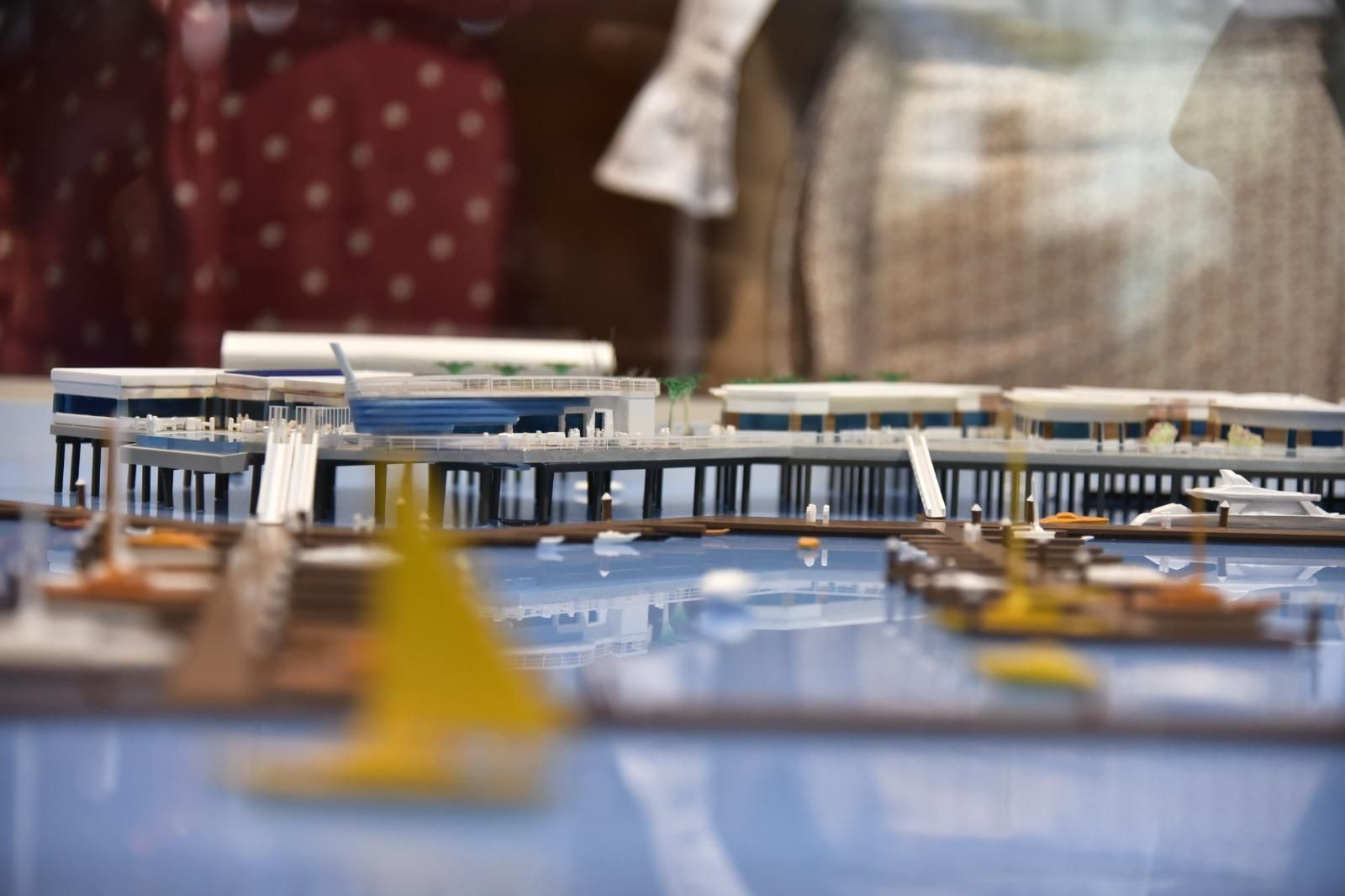 Maqueta de la Marina del Odiel presentada esta mañana en el Puerto de Huelva.