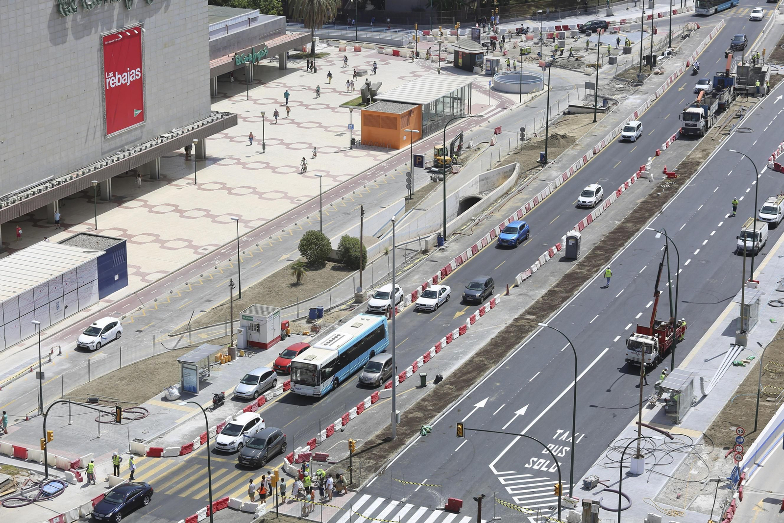 Fotos de la reurbanización del Metro de Málaga, a vista de pájaro.