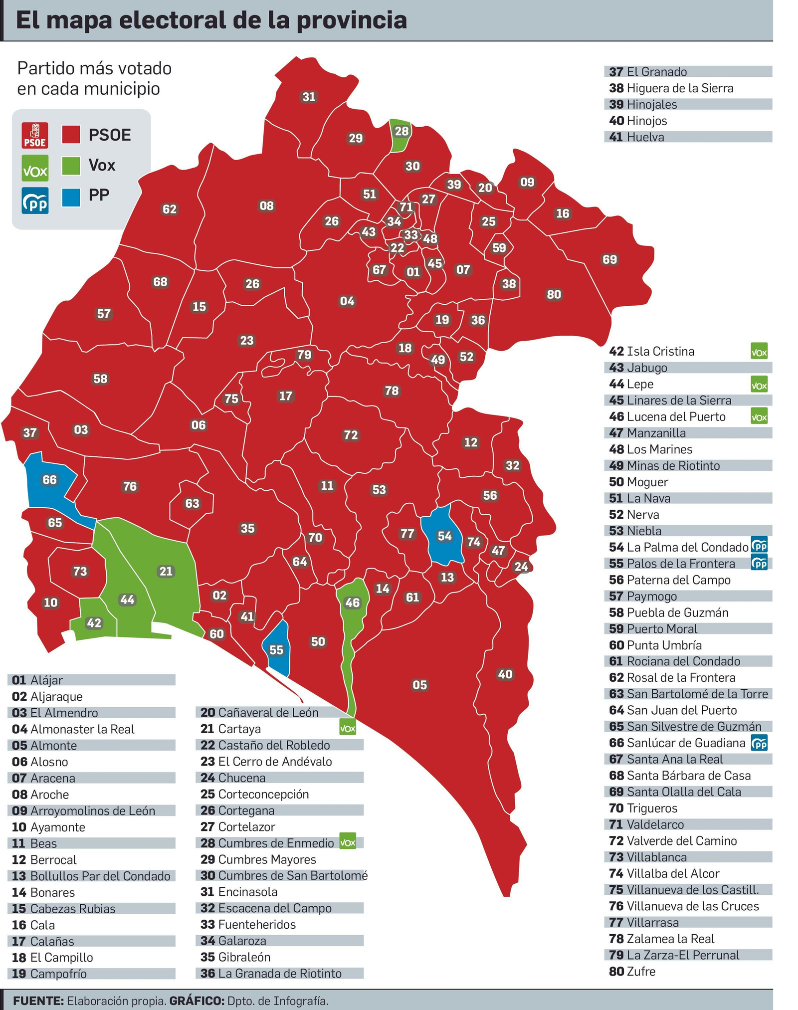 El mapa electoral de la provincia.