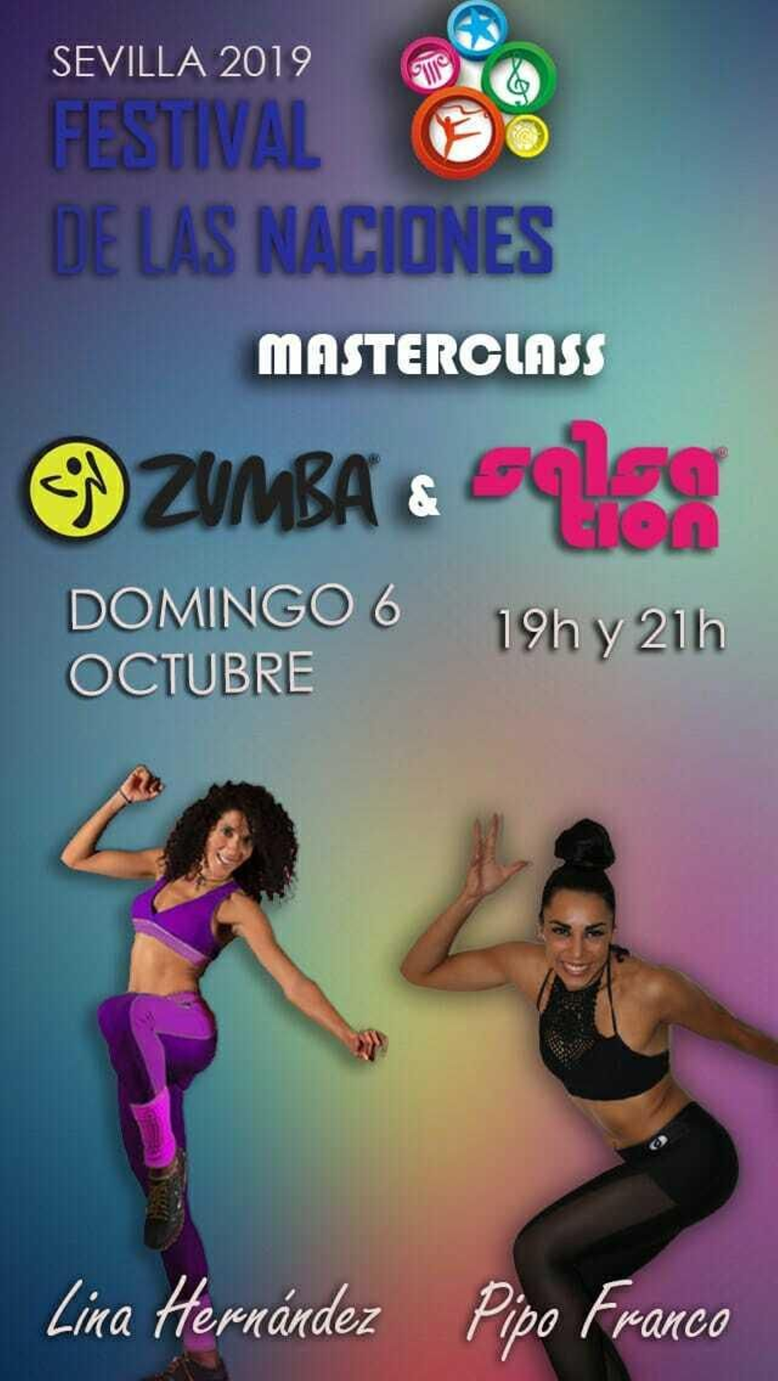 El domingo a las 19:00 y a las 21:00, sesiones de zumba para el público asistente.
