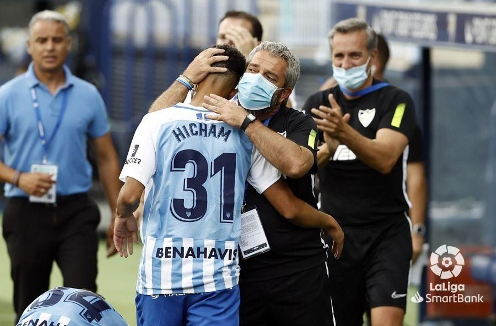 Hicham celebraba así un gol la temporada pasada.