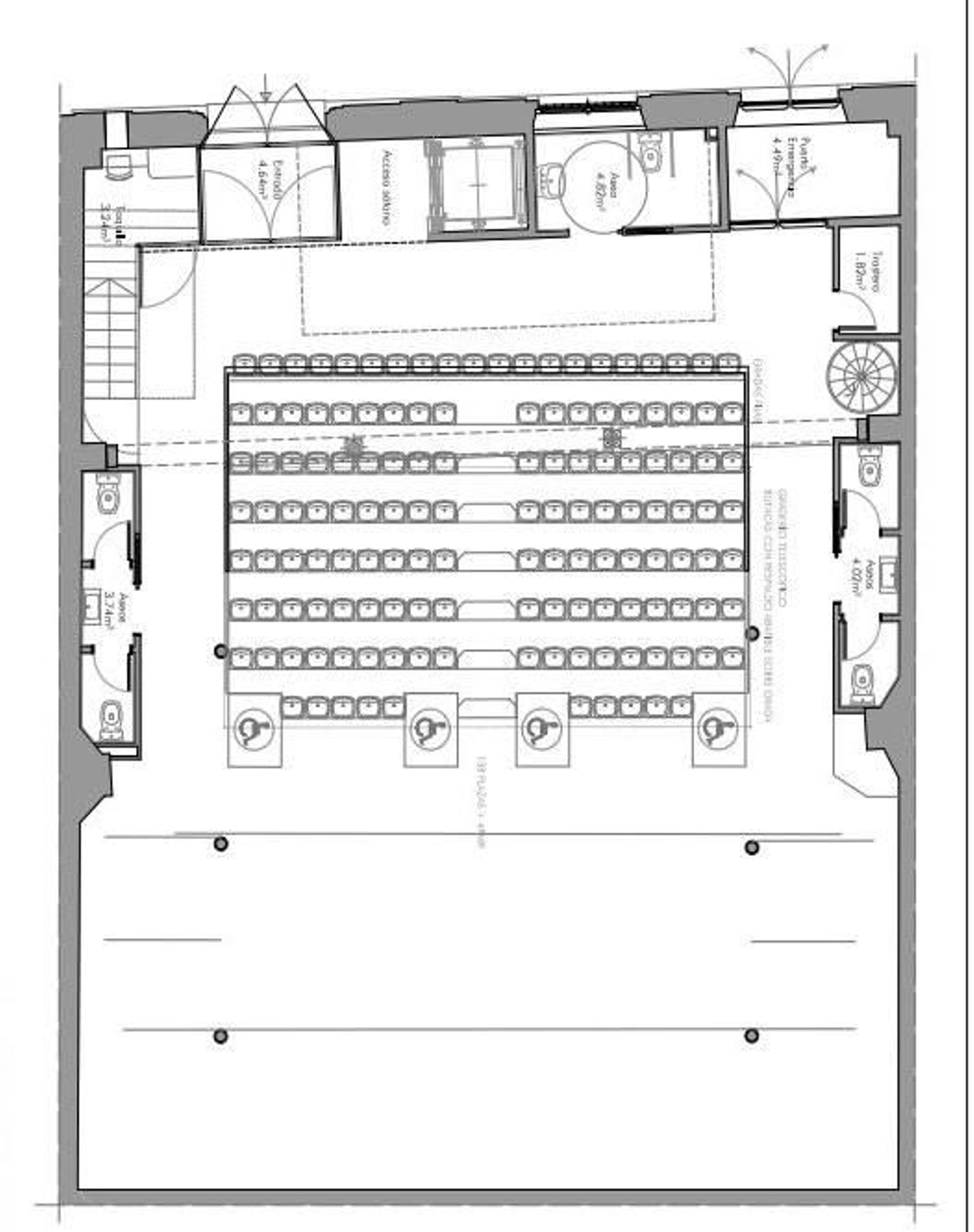 Distribución tras la reforma de la planta baja de la Sala Central Lechera de Cádiz.