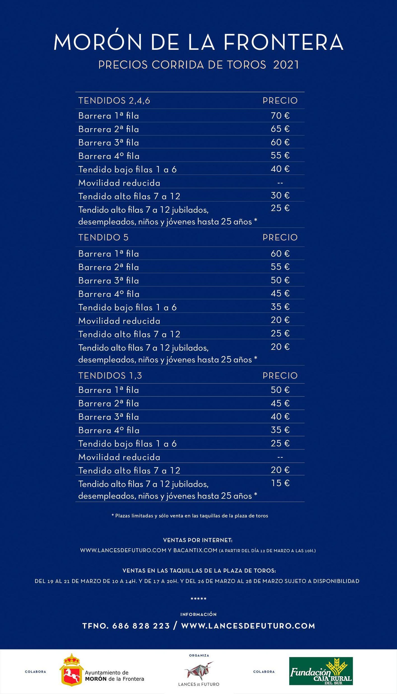 Precios de la corrida de Morón de la Frontera.