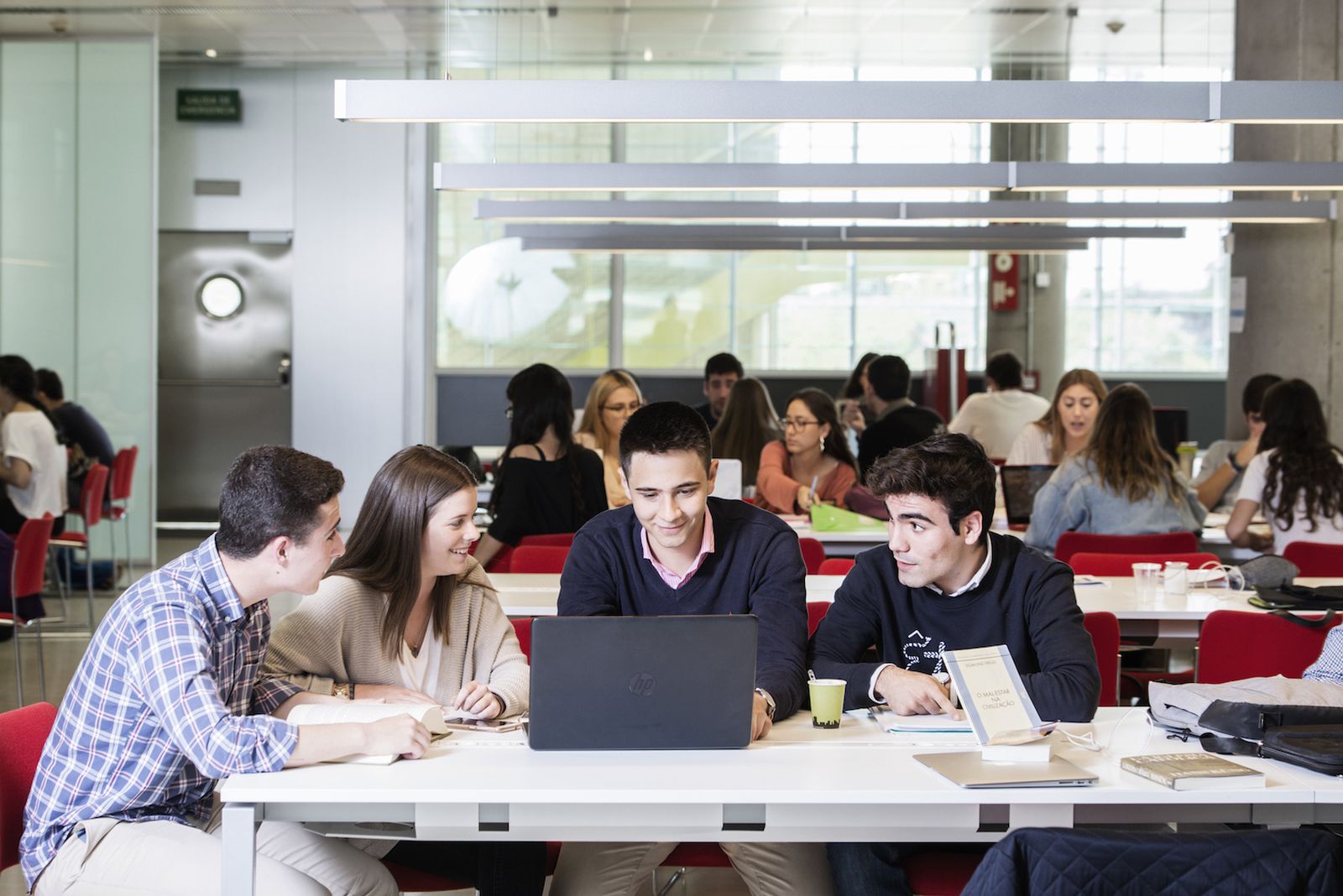 Jóvenes universitarios en horas de estudio