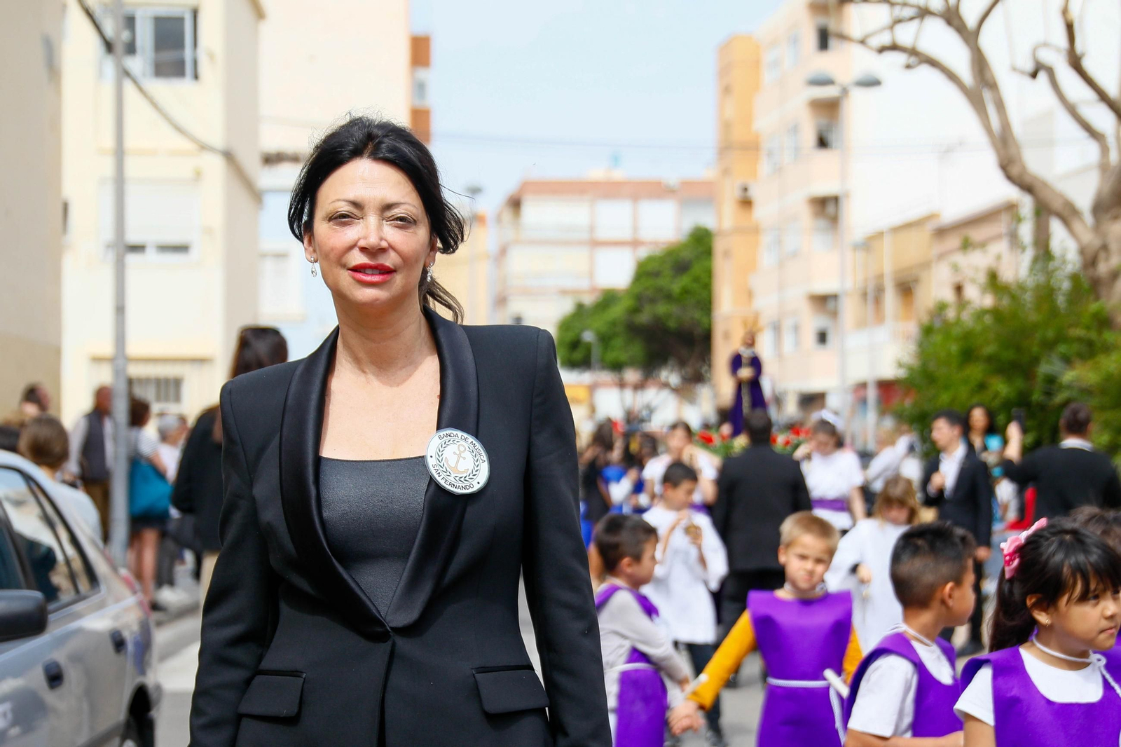 Las imágenes del CEIP San Fernando de El Zapillo de la ciudad de Almería en procesión en el viernes de dolores