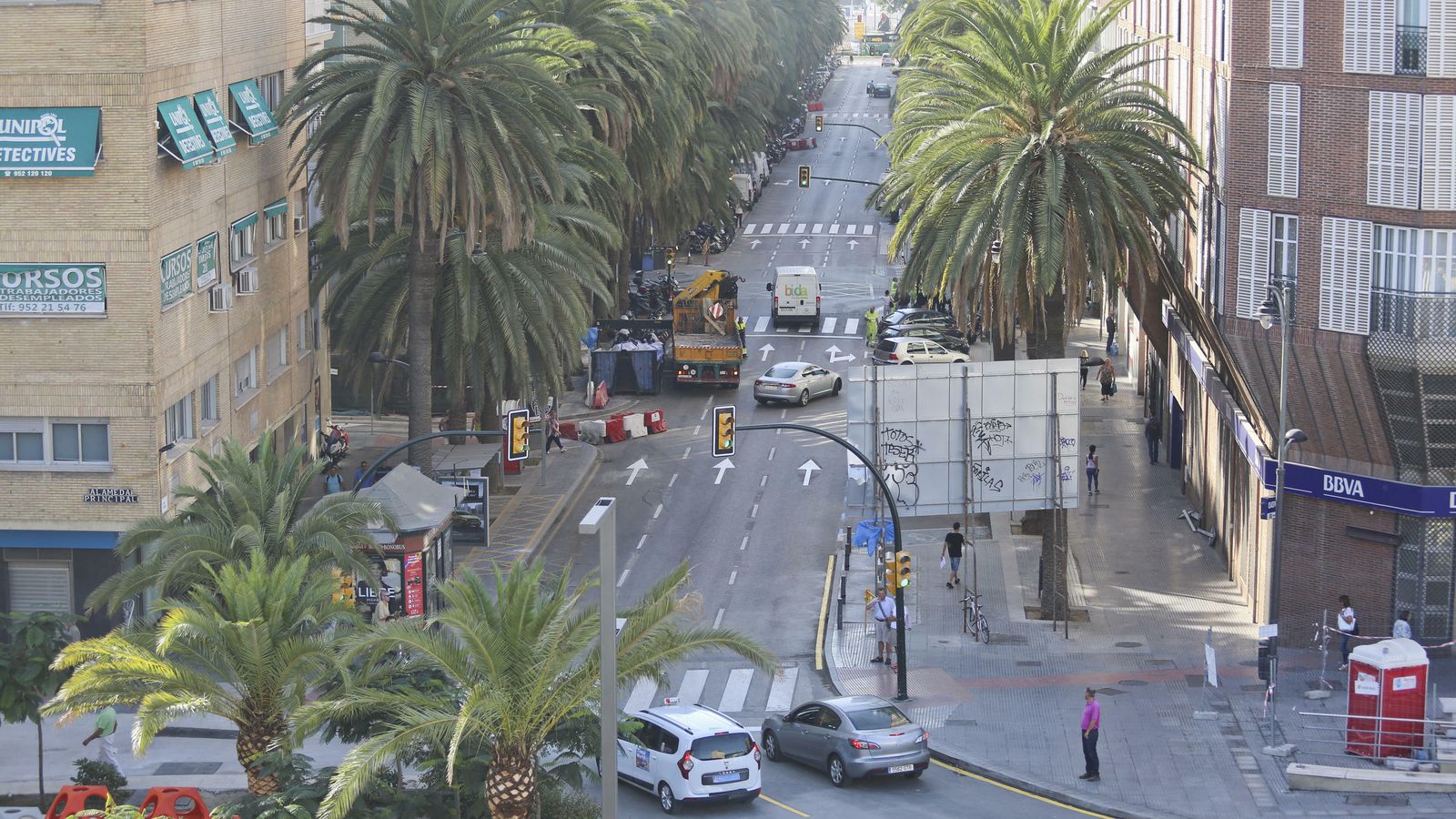 La Alameda de Colón una vez reabierta en sentido sur.