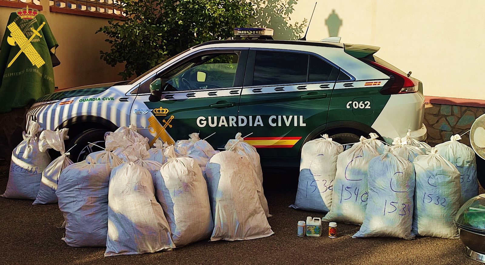 Marihuana intervenida por la Guardia Civil en Paterna del Río.