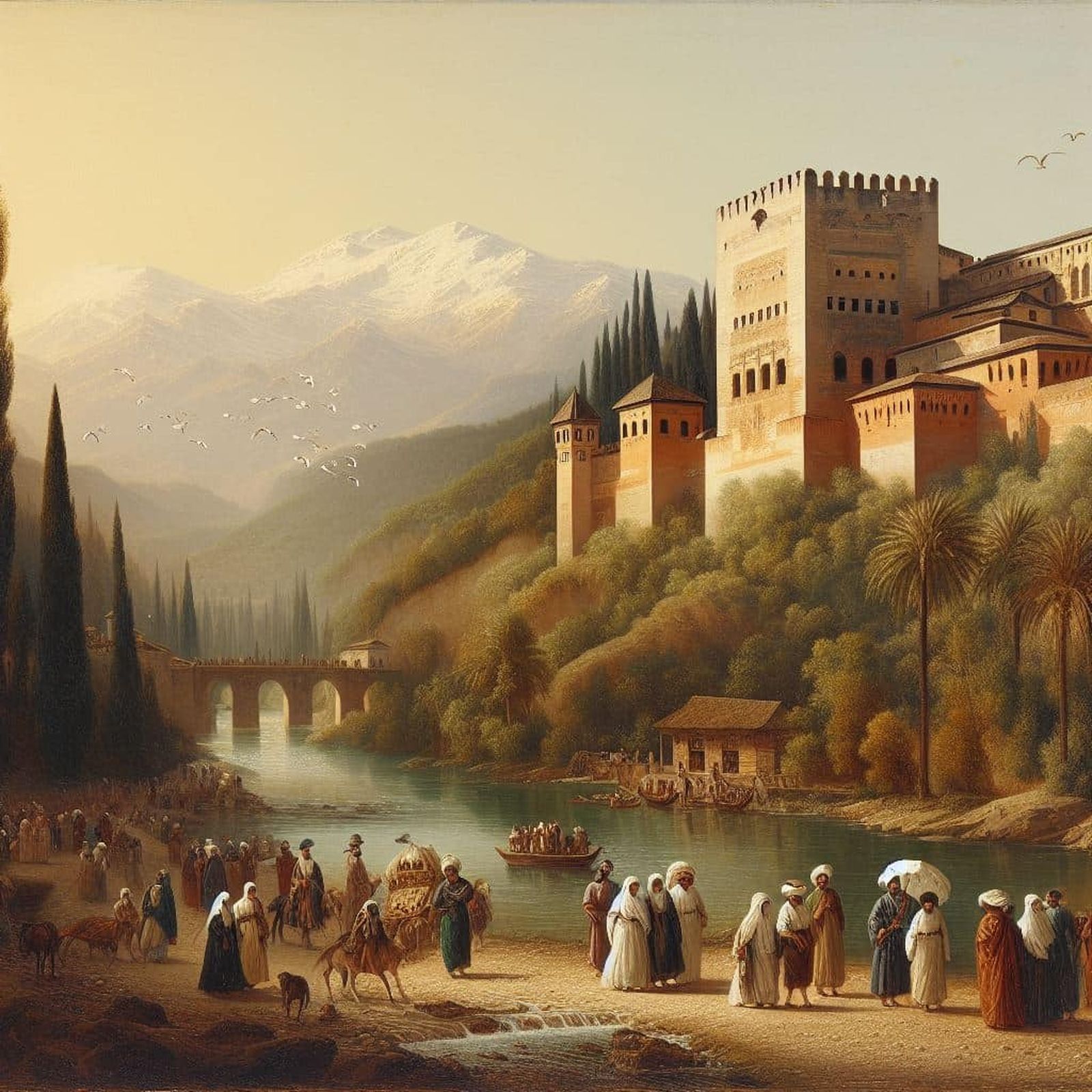 El río Darro navegable, el entierro de Isabel la Católica, Medina Elvira, una piscina en la Alhambra... Así es la Granada histórica para la Inteligencia Artificial