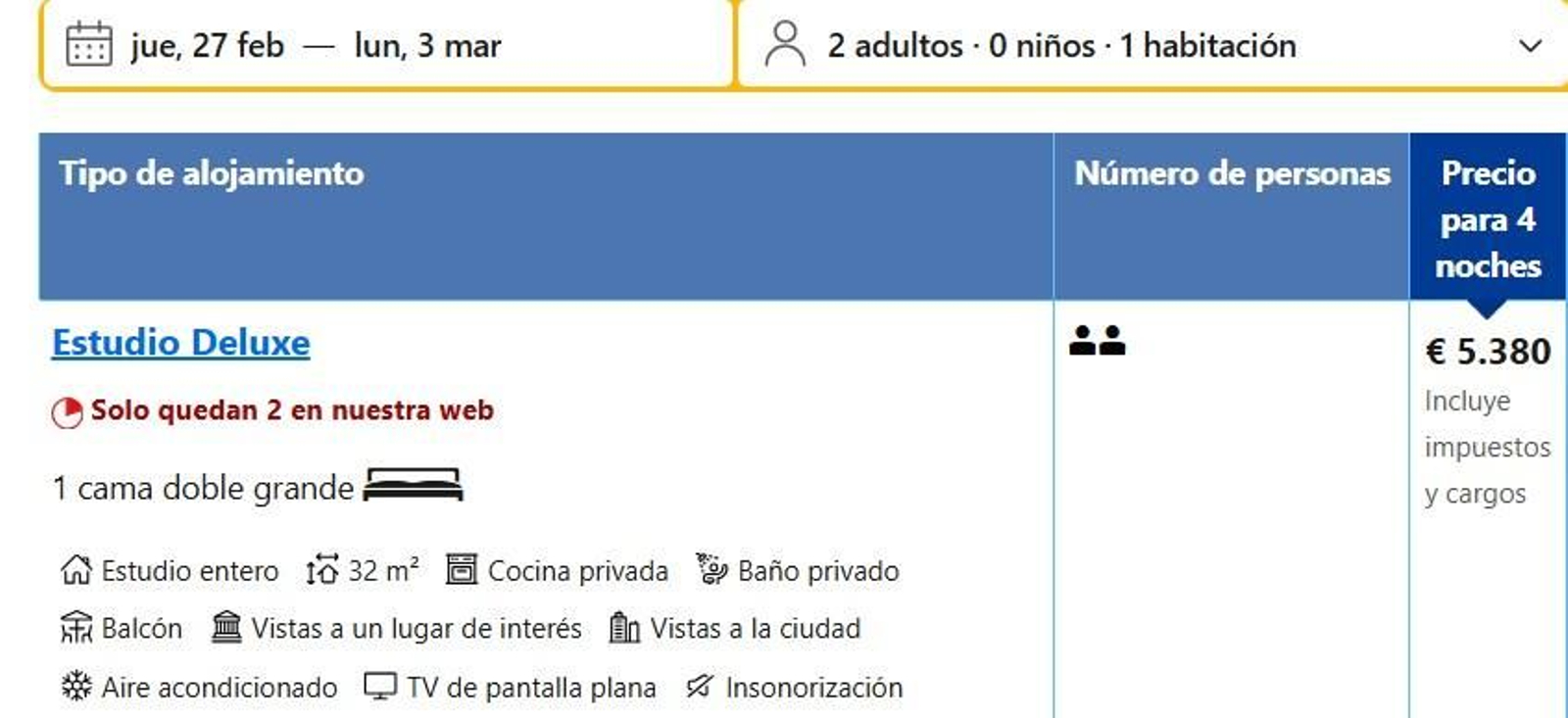 Una captura de pantalla con la oferta más cara para disfrutar del Carnaval de Cádiz 2025 Una captura de pantalla con la oferta más cara para disfrutar del Carnaval de Cádiz 2025