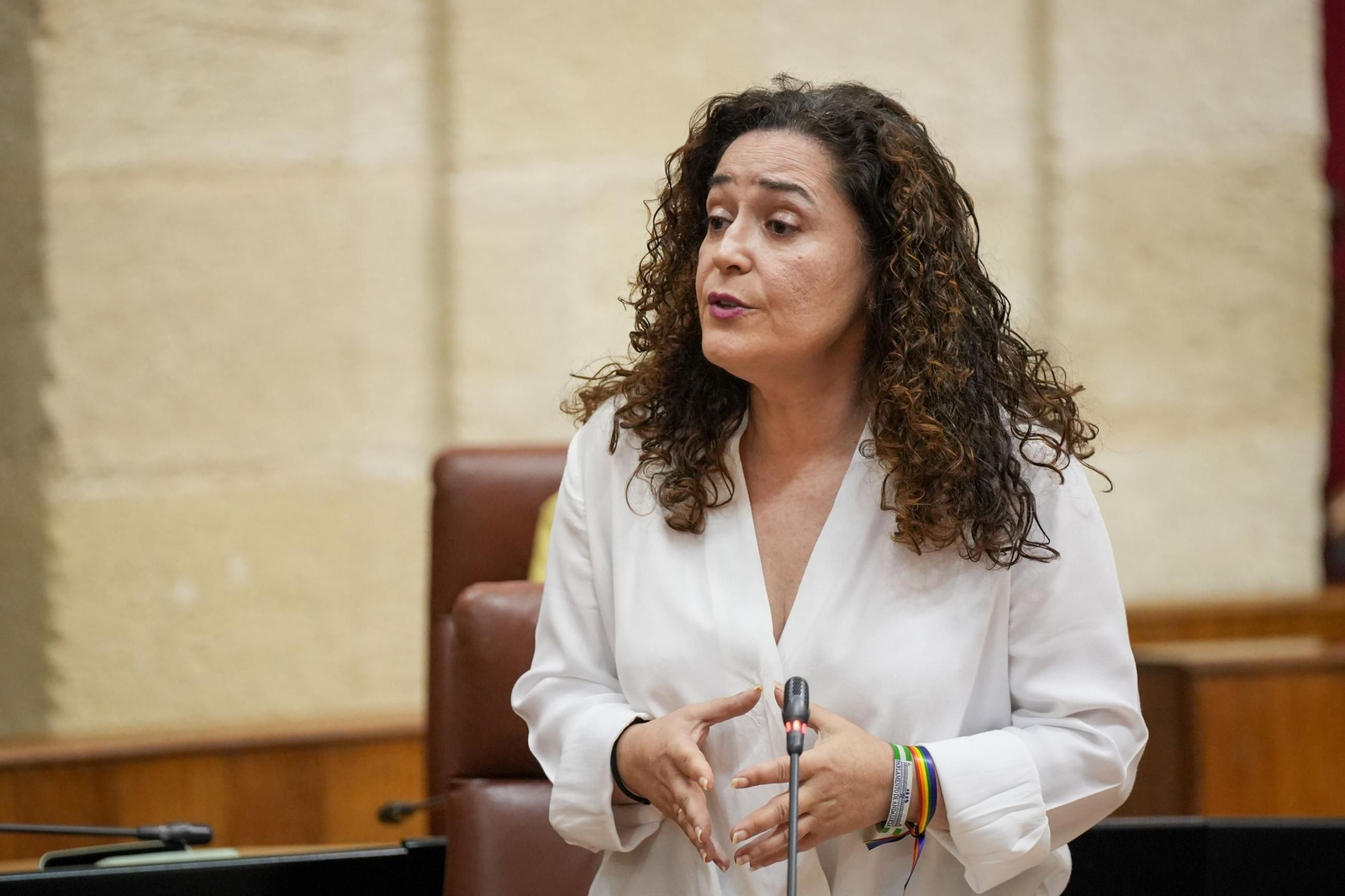 Inma Nieto en una de sus intervenciones en una sesión de control en el Parlamento de Andaucía.