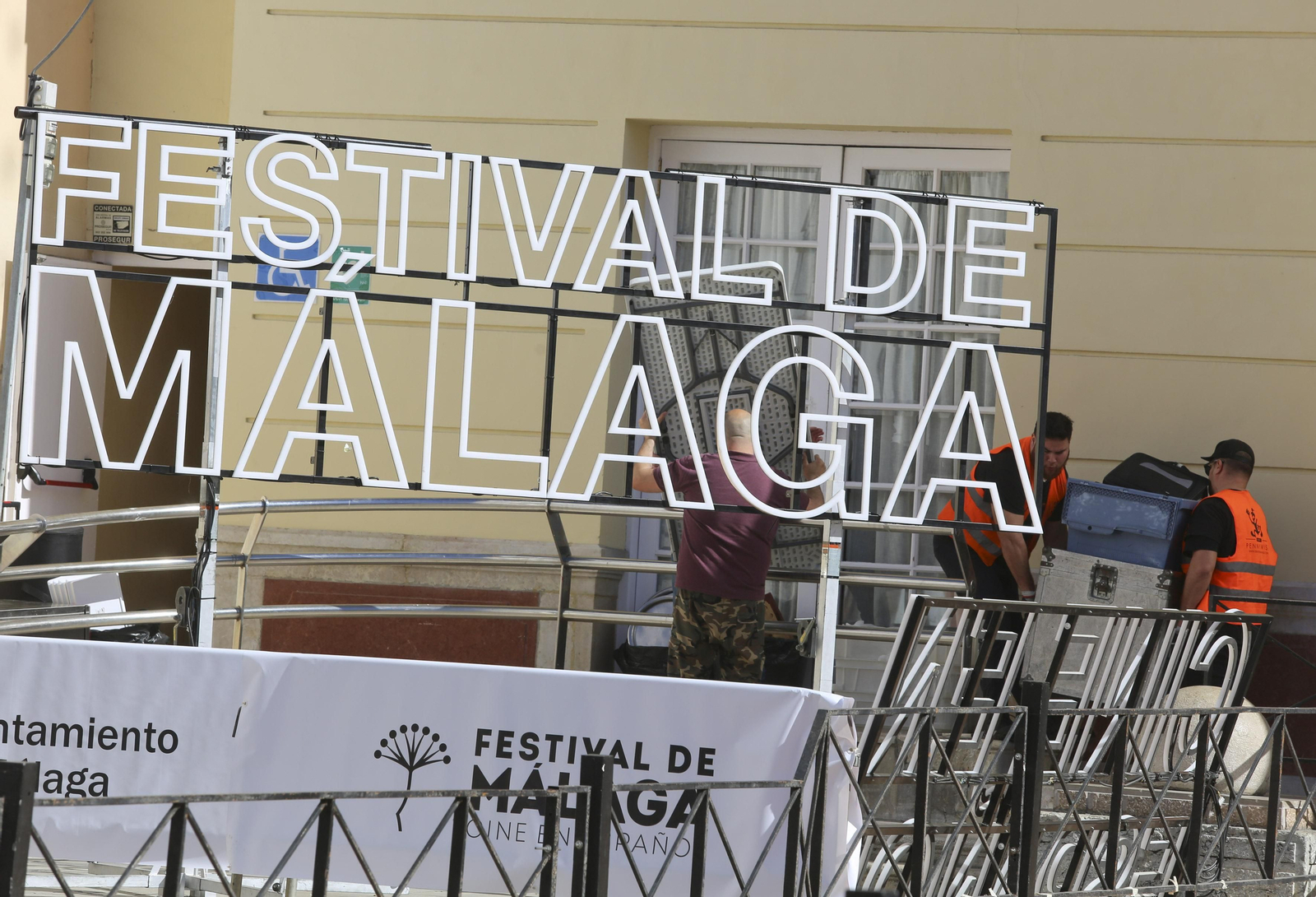 Preparativos para el Festival de Cine de Málaga el año pasado.
