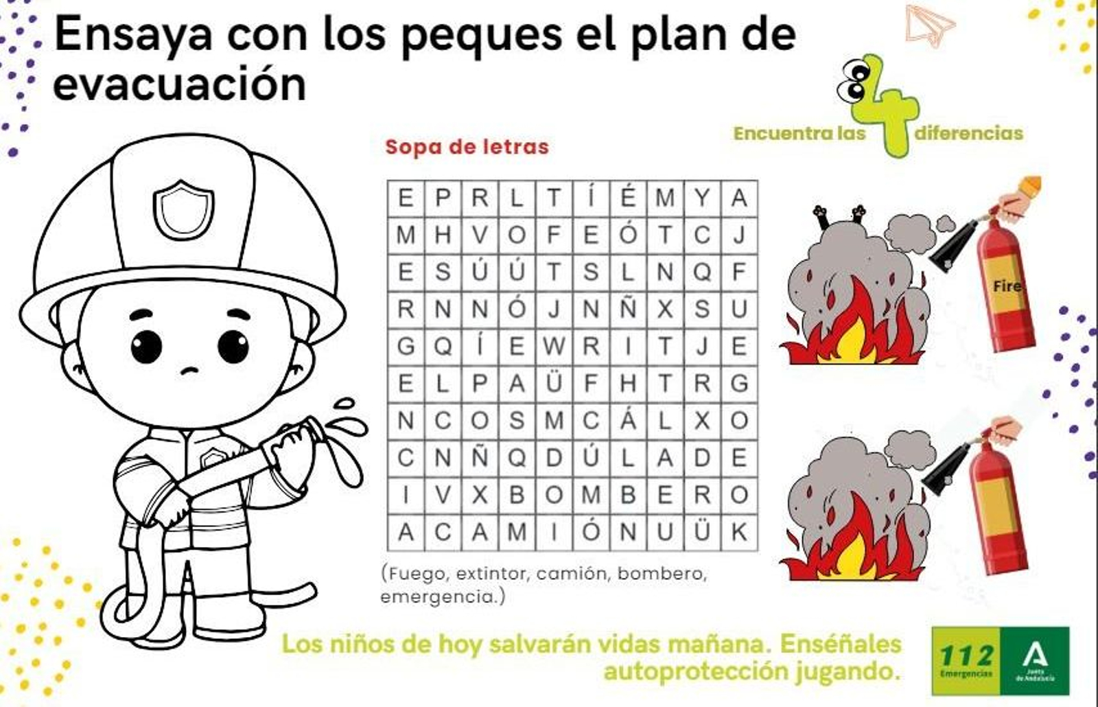 Sopa de letras del plan contra incendios de la Junta de Andalucía