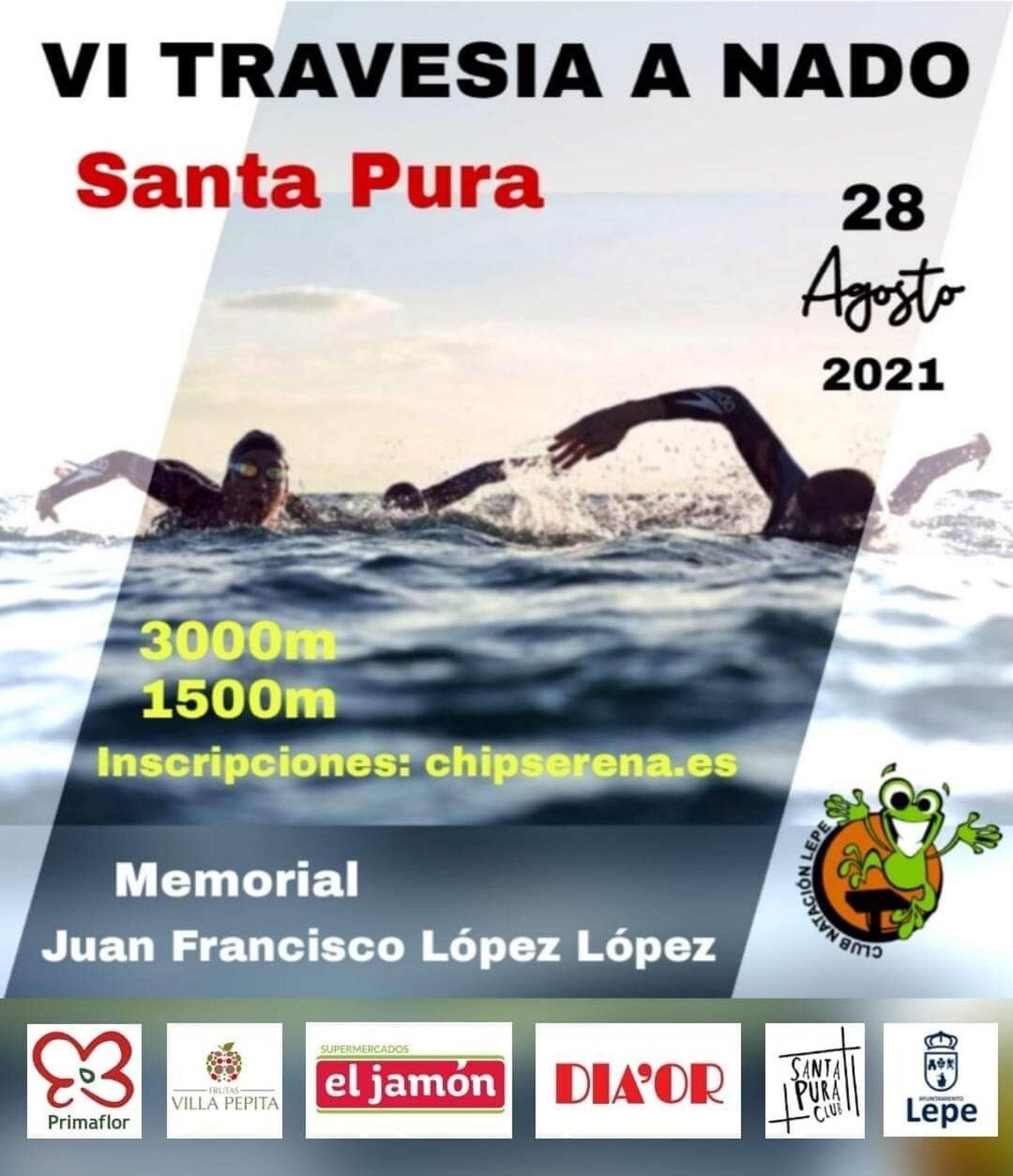 Cartel anunciador de esta Travesía a Nado en La Antilla.