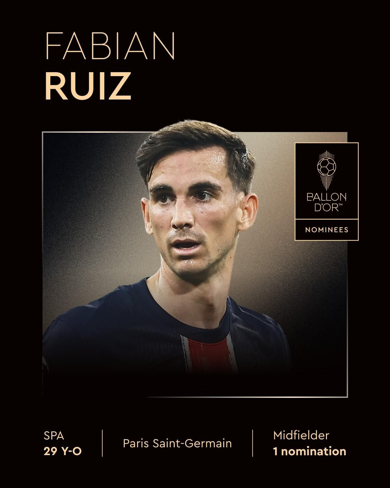 Fabián Ruiz, nominado al Balón de Oro
