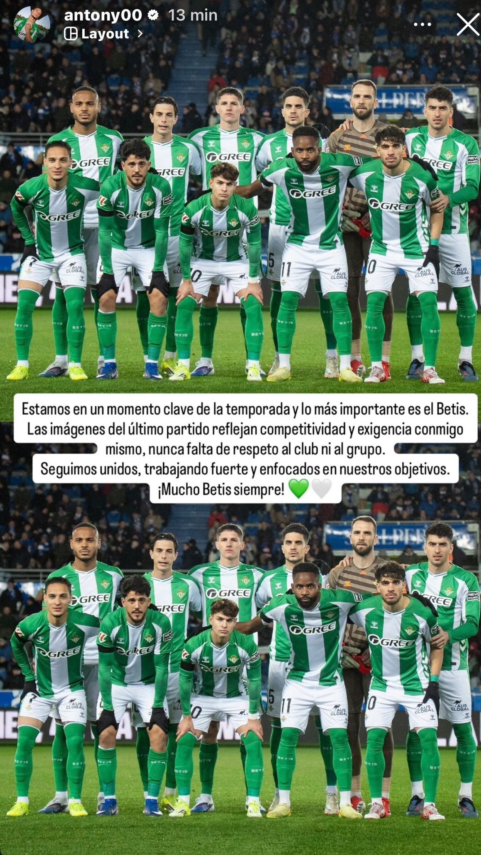 Antony emite este comunicado en Instagram