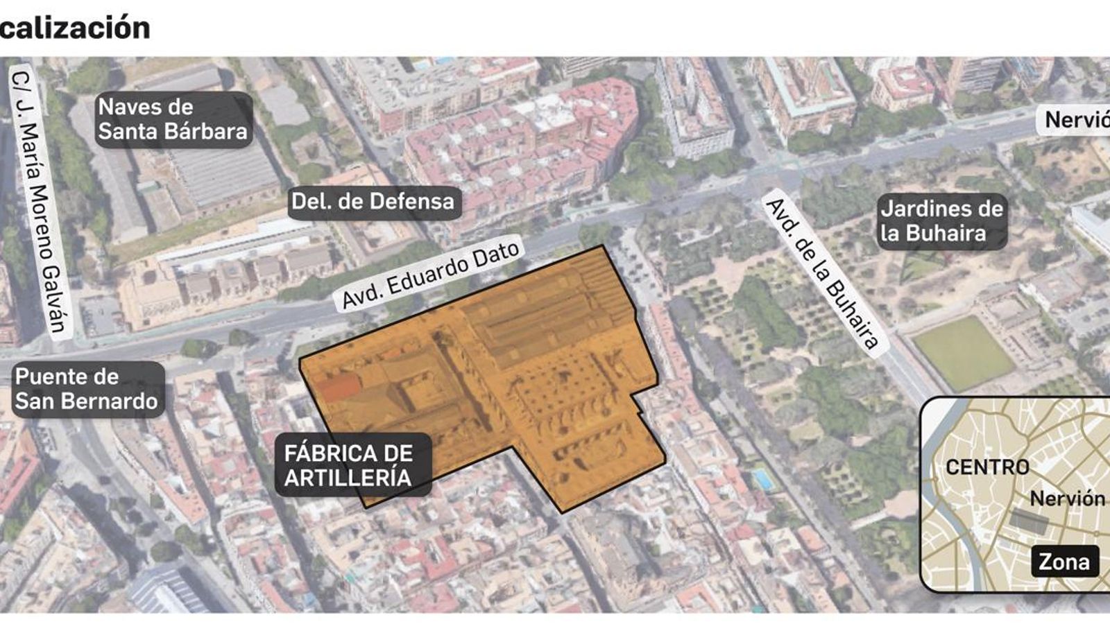 Localizador de la Fábrica de Artillería. Fuente: elaboración propia.