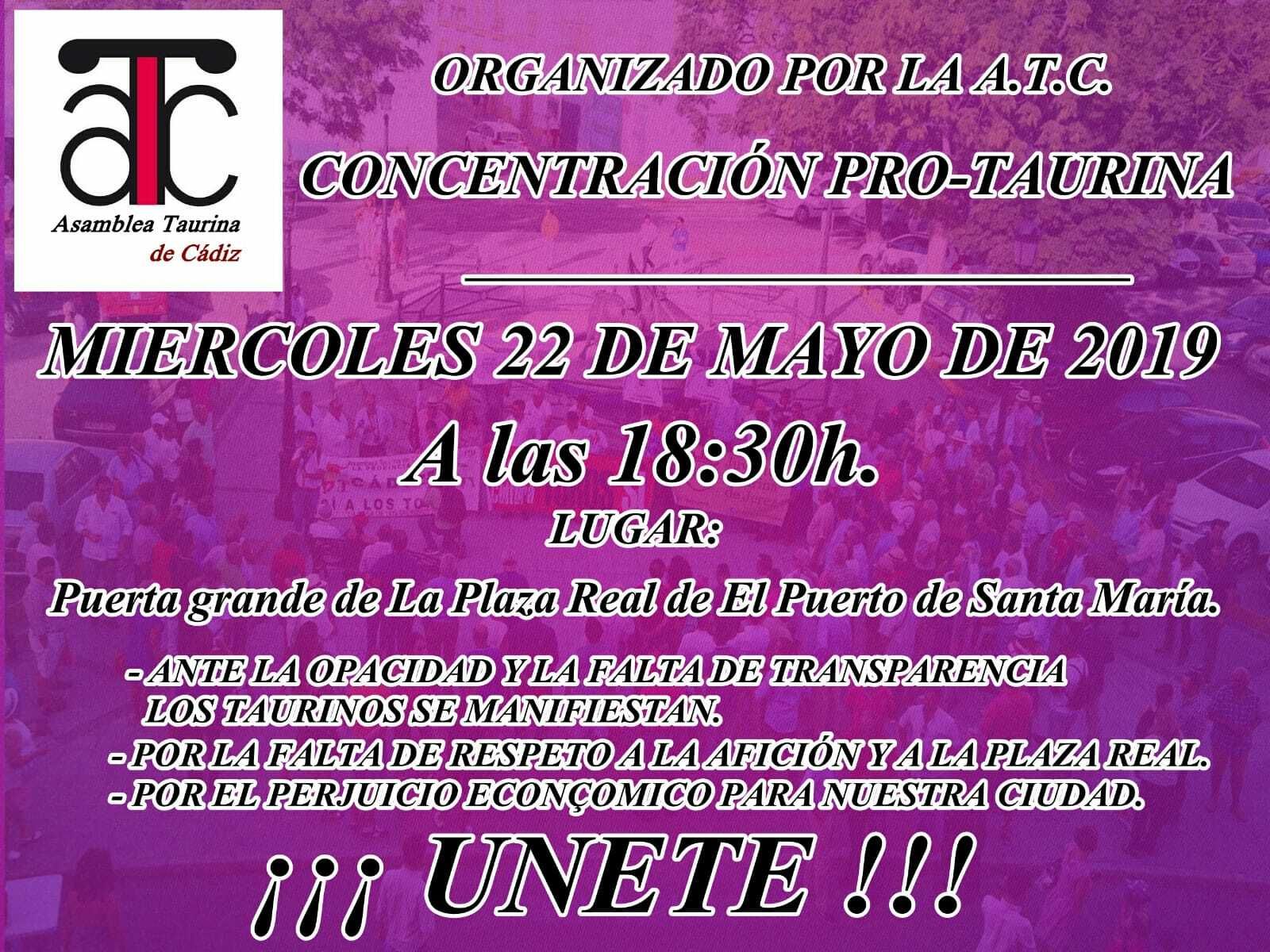 Cartel anunciador de la concentración en pro de la temporada taurina.