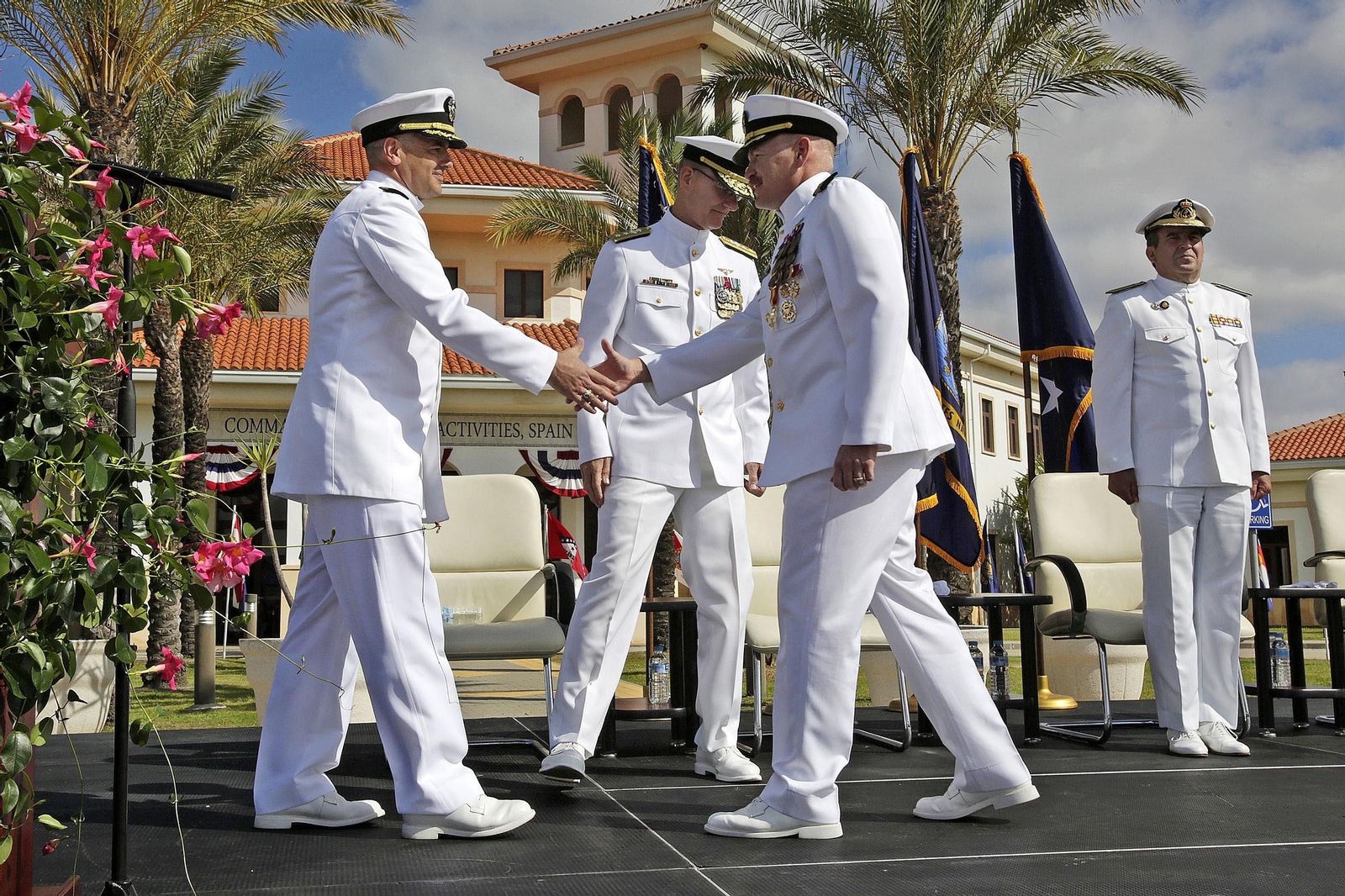 Acto de proclamación del nuevo jefe americano de la base naval de Rota