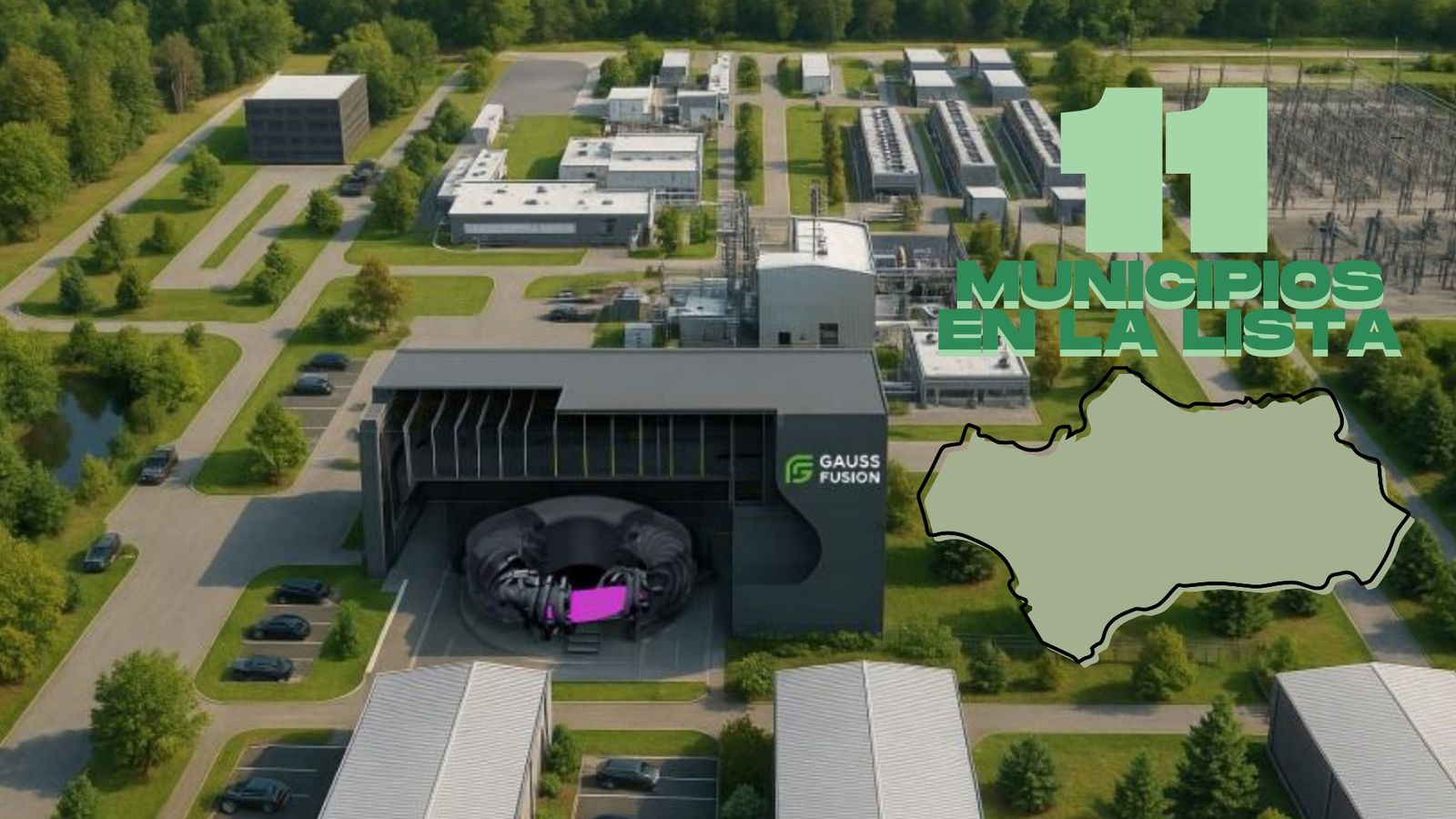 Recreación de la planta de Gauss Fusion; un estudio con la TUM identifica 11 municipios españoles como posibles sedes.