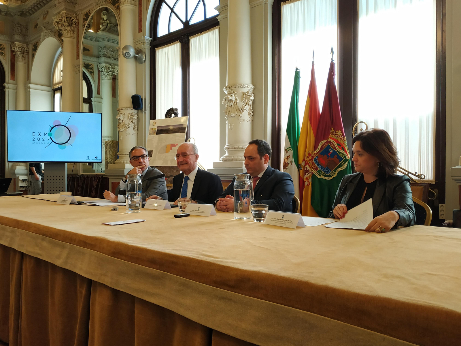 Bendodo, De la Torre, Kerkentzes y Del Cid, en rueda de prensa.