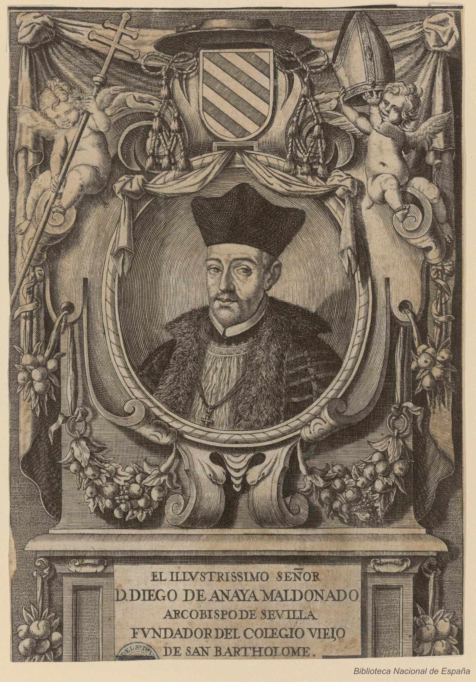 Retrato del arzobispo Diego de Anaya y Maldonado. Grabado de Pedro de Villafranca (1661). Biblioteca Nacional de España. Retrato del arzobispo Diego de Anaya y Maldonado. Grabado de Pedro de Villafranca (1661). Biblioteca Nacional de España.