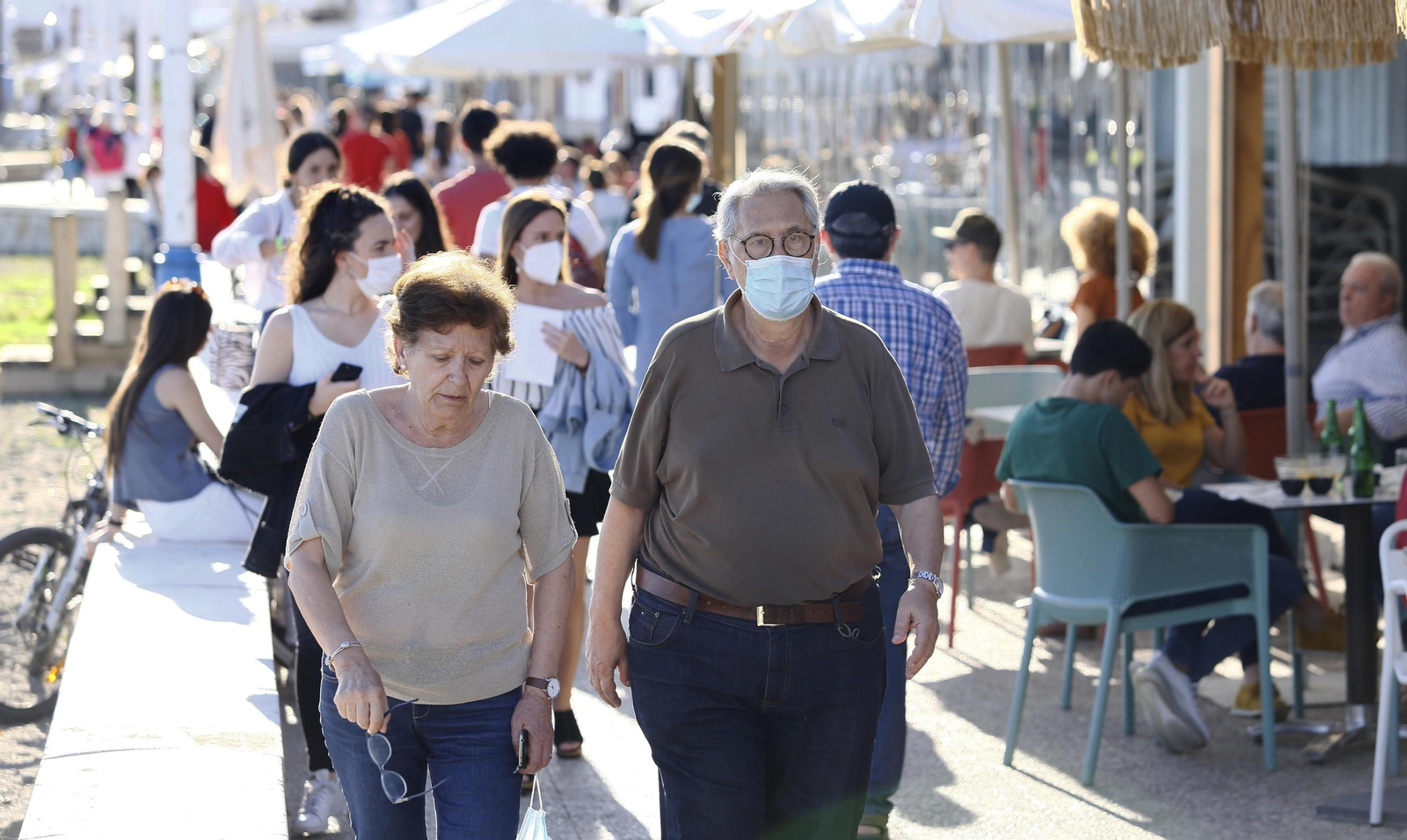 Pedregalejo por la tarde, en el primer día de la fase 1 de la desescalada en Málaga