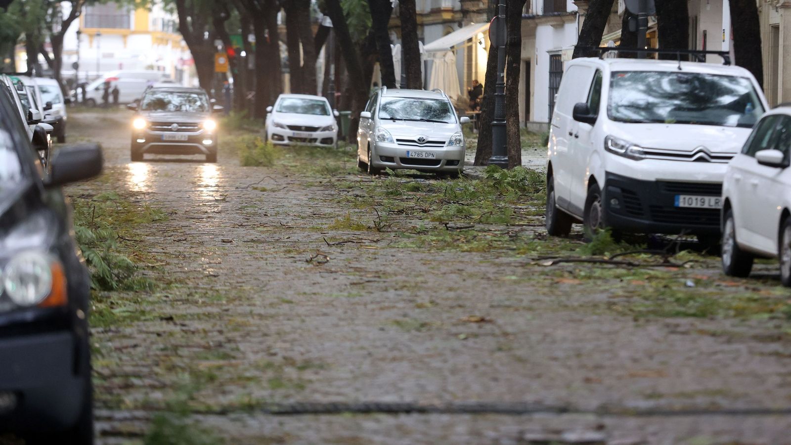 Imágenes del paso de la borrasca Kristin por el centro de Jerez
