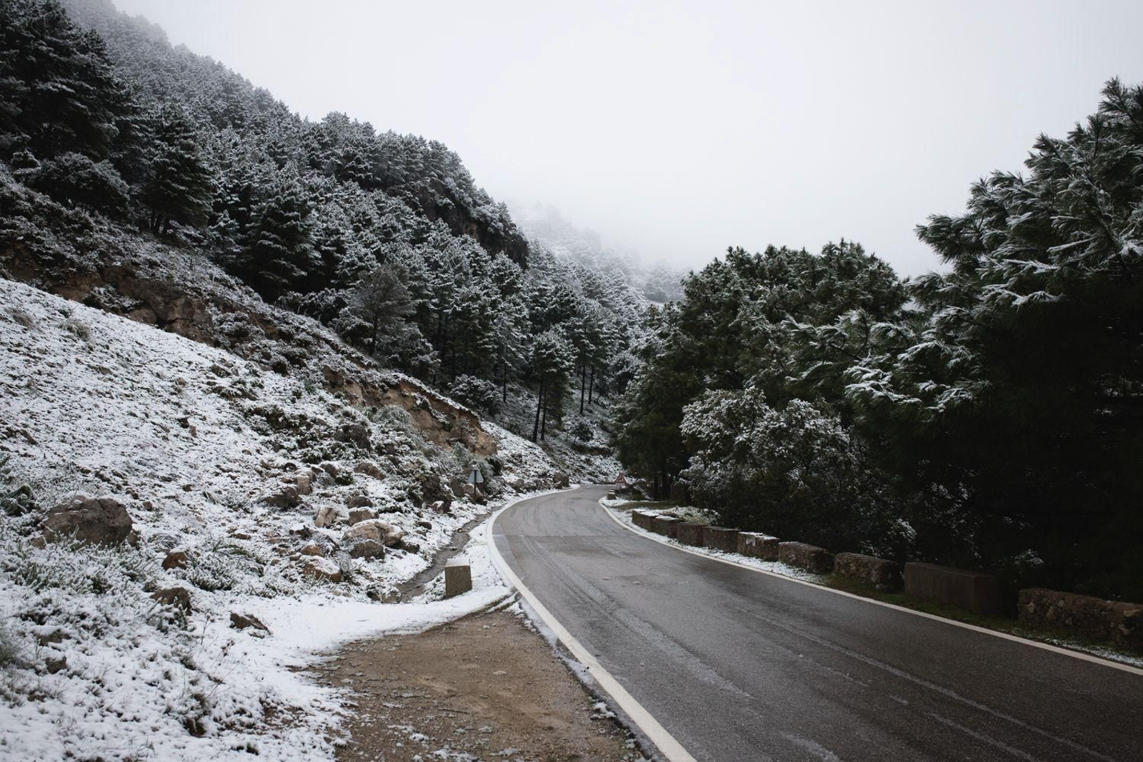 Imágenes de nieves en la Sierra de Cádiz este Martes Santo
