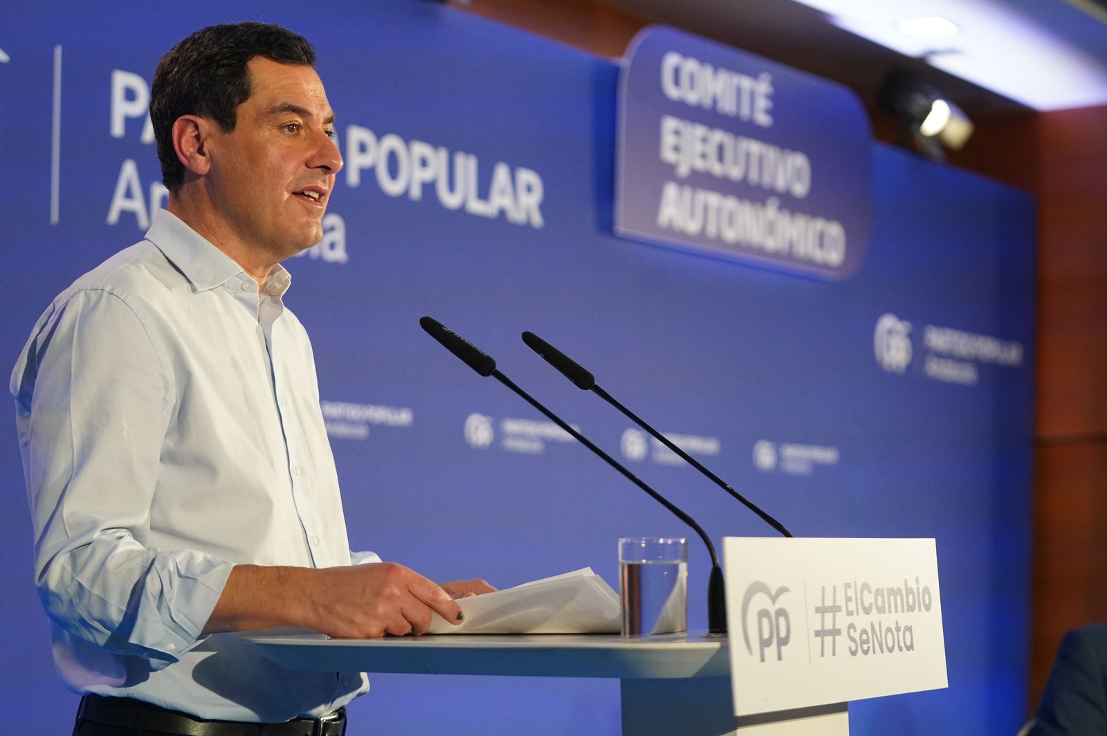 Juanma Moreno durante el Comité Ejecutivo Autonómico celebrado en Almería.