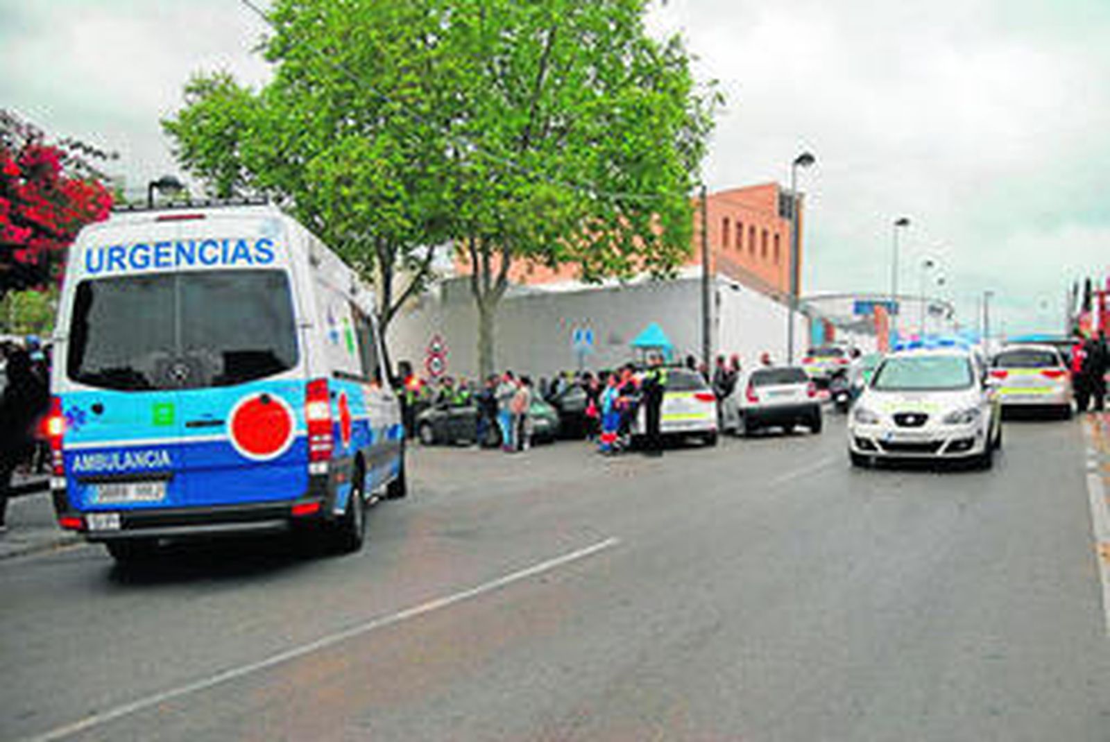 Vehículos policiales en Las Albarizas el día del hallazgo del cadáver.