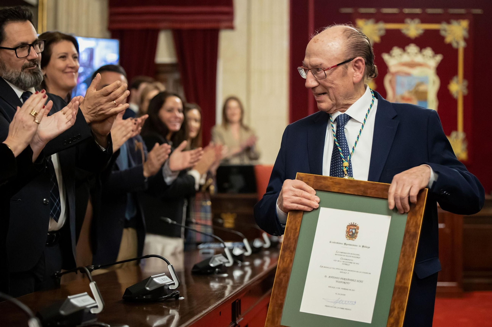 Fosforito, tras su nombramiento como hijo adoptivo de Málaga el pasado mes de febrero.