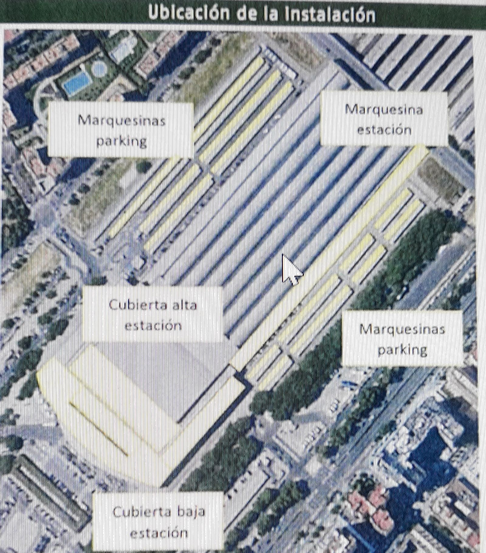 Detalle de dónde irán las placas fotovoltaicas en Santa Justa.