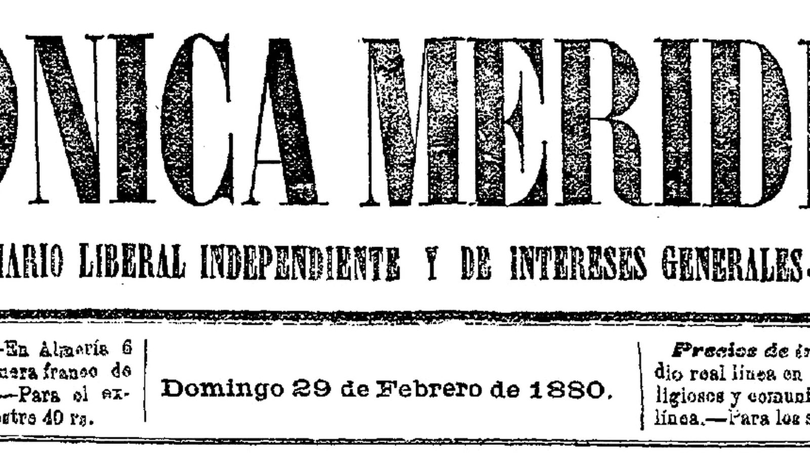 Cabecera de La Crónica Meridional del 29 de febrero de 1880