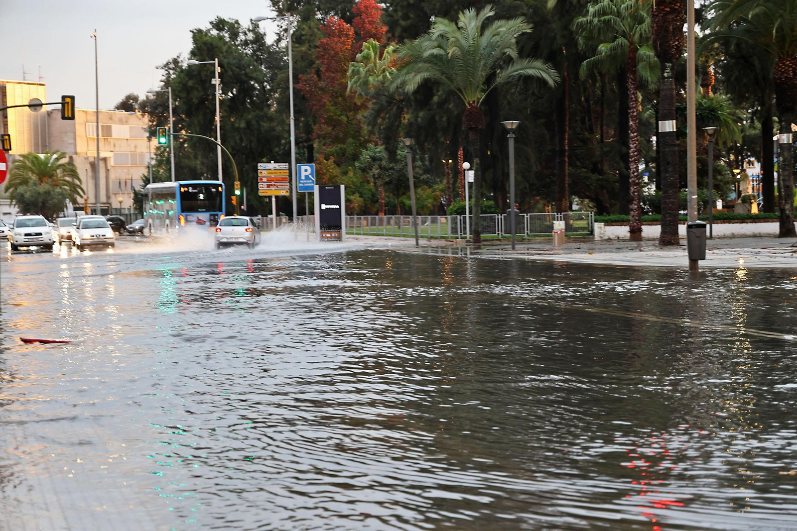 Imágenes del caos en Huelva por la borrasca Claudia con inundaciones, riadas y cortes de carreteras