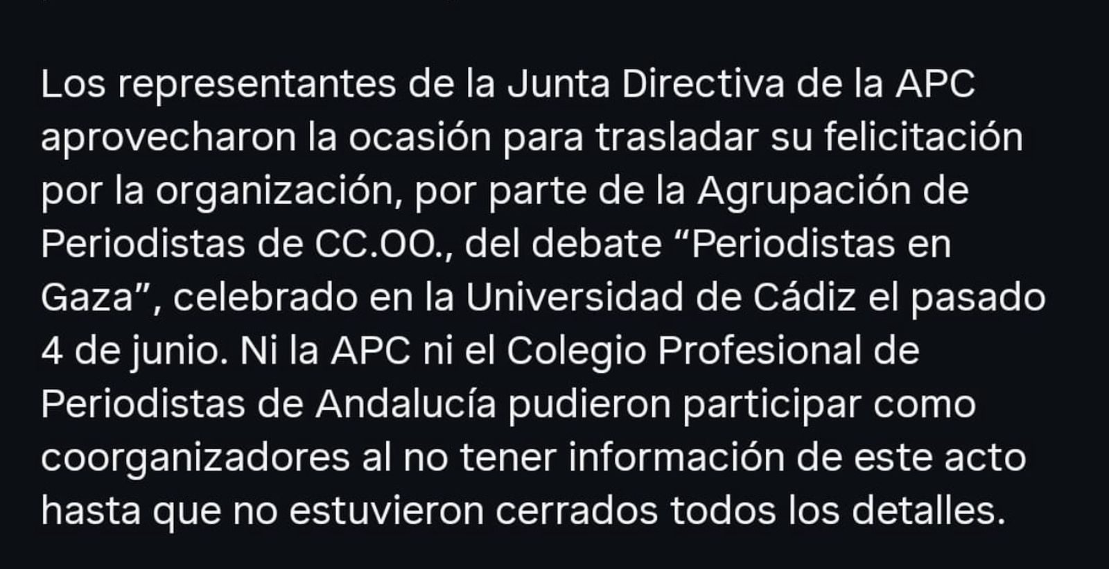 La APC lo sabe desde el 11 de abril