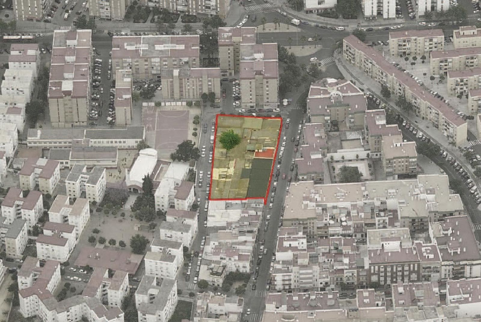 Vista aérea de la parcela, en la calle León XIII.