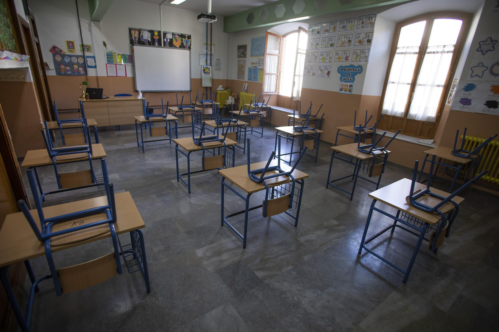 Interior de un aula durante la pandemia.