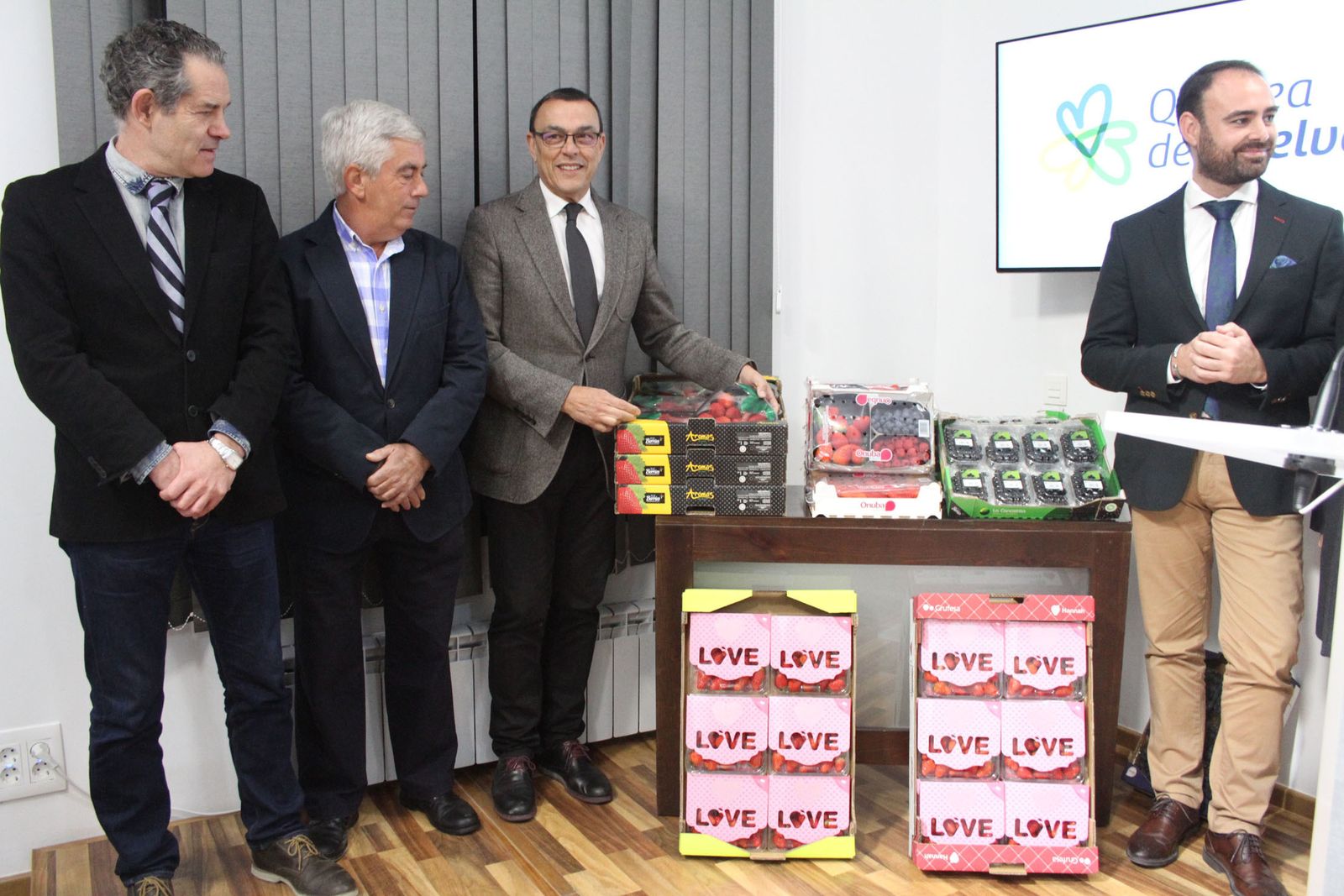 Rafael Domínguez, Alberto Garrocho, Ignacio Caraballo y Pedro Pascual Hernández, ayer en la presentación de Fruit Logística de Berlín.