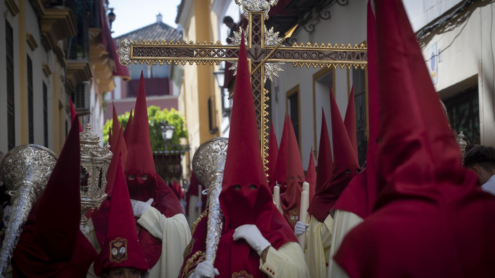 Una imagen de la Hermandad de La Lanzada en la Semana Santa de Sevilla de 2023.