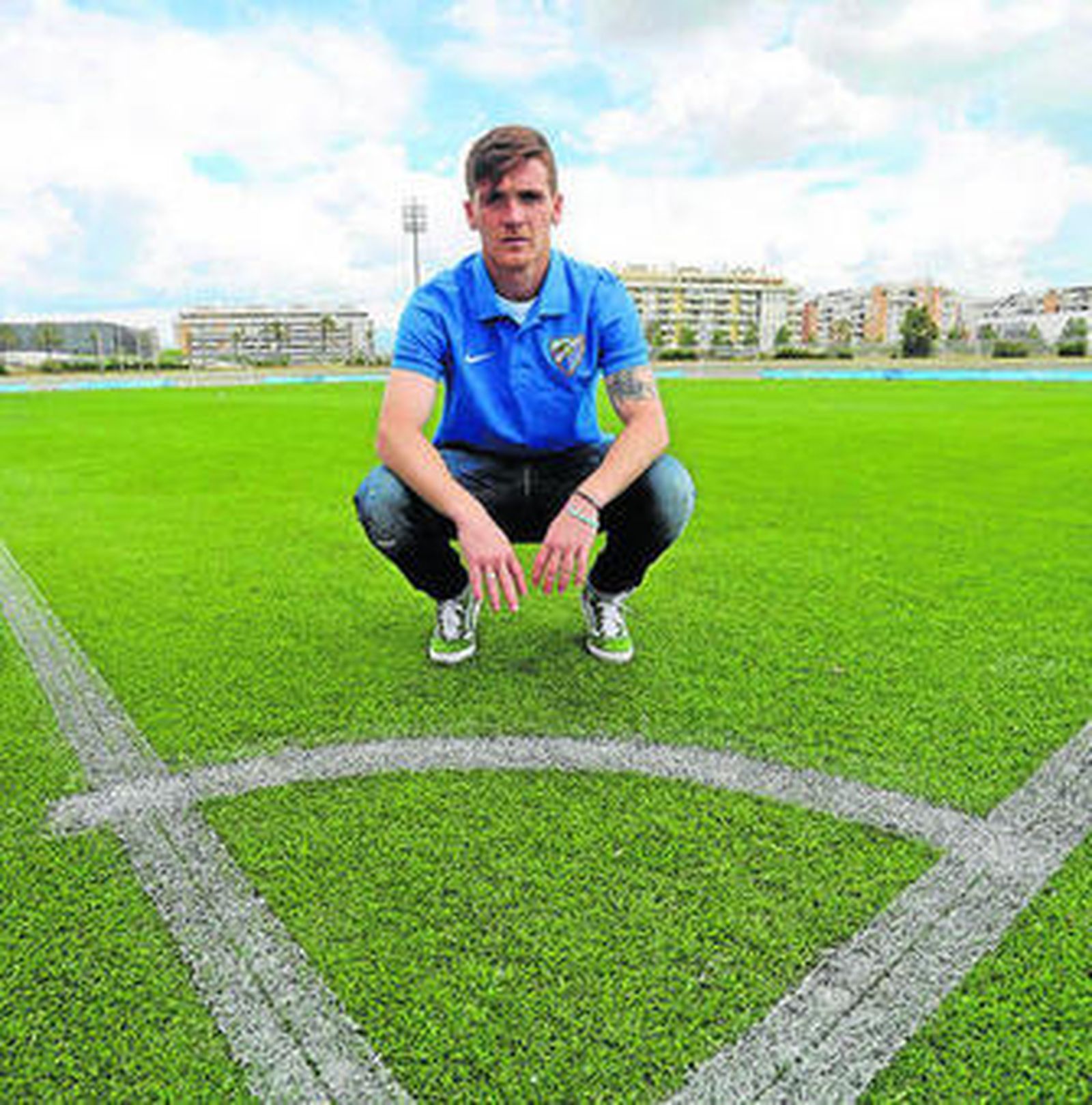 Antunes posa en el Ciudad de Málaga.