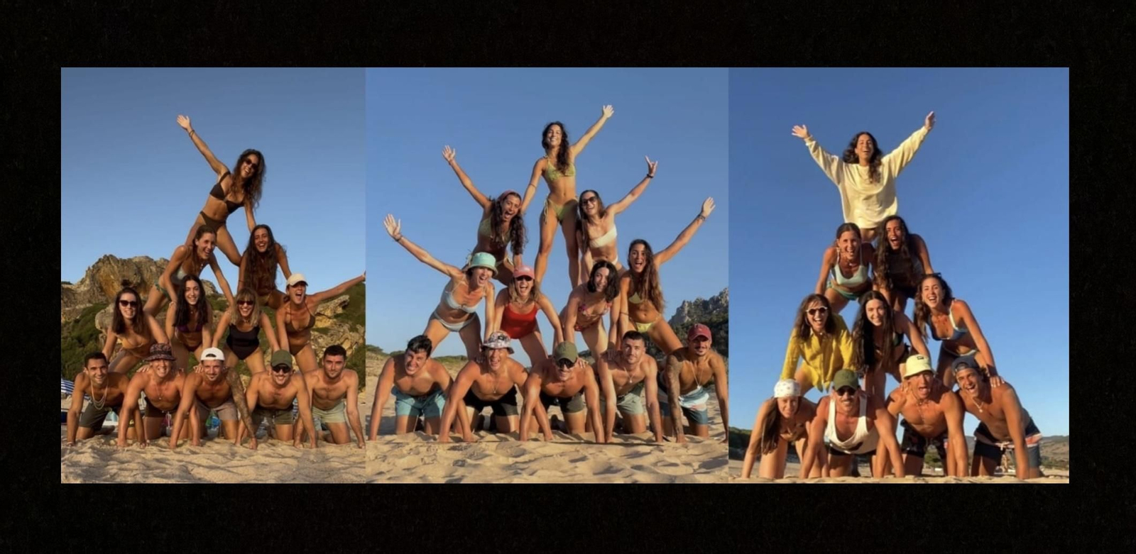 Todos los veranos se edifica la pirámide humana de los Rodríguez en el Anclón de Tarifa.