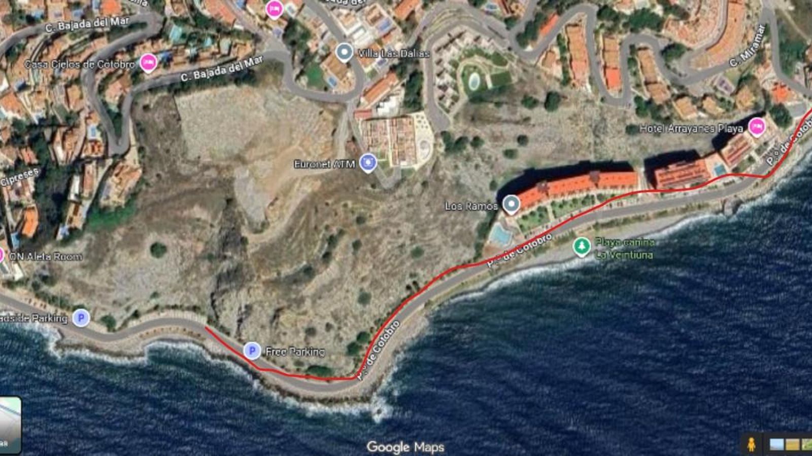 Zona de actuación en el Paseo de Cotobro