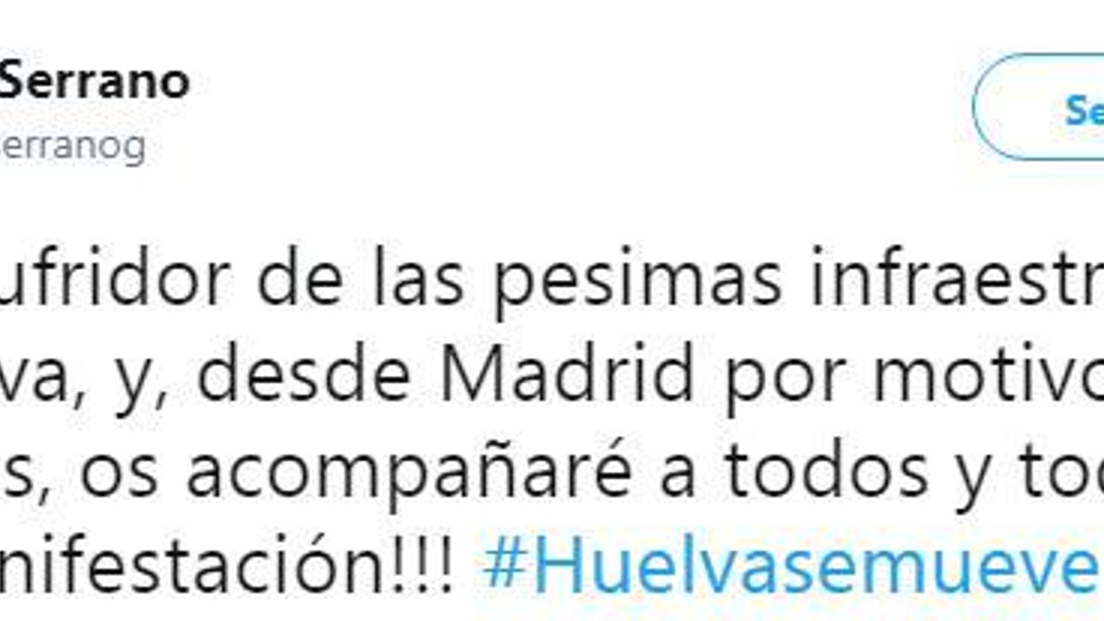 Uno de los tweets en relación con la manifestación.