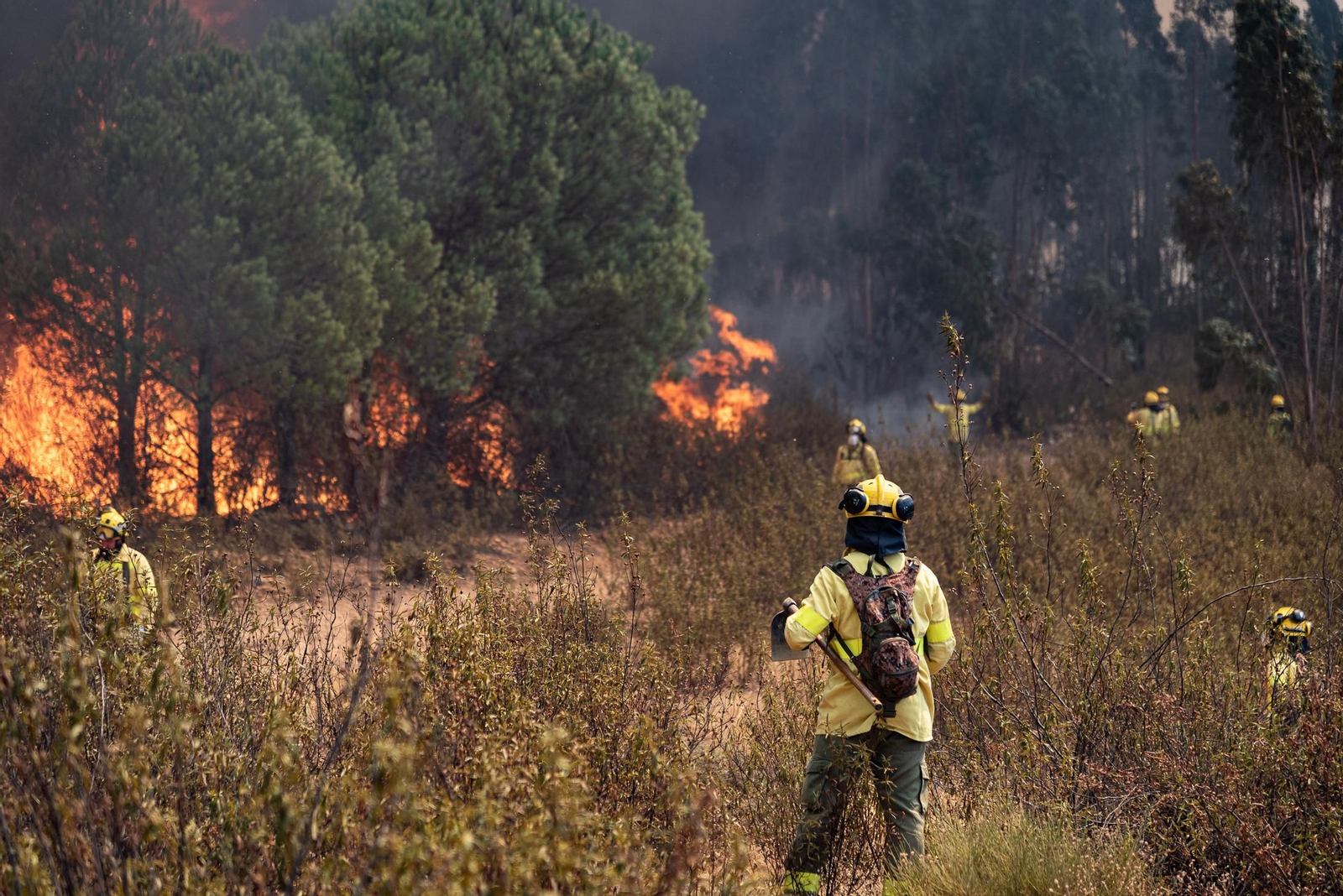 Imágenes del incendio de Almonaster a su paso por Zalamea