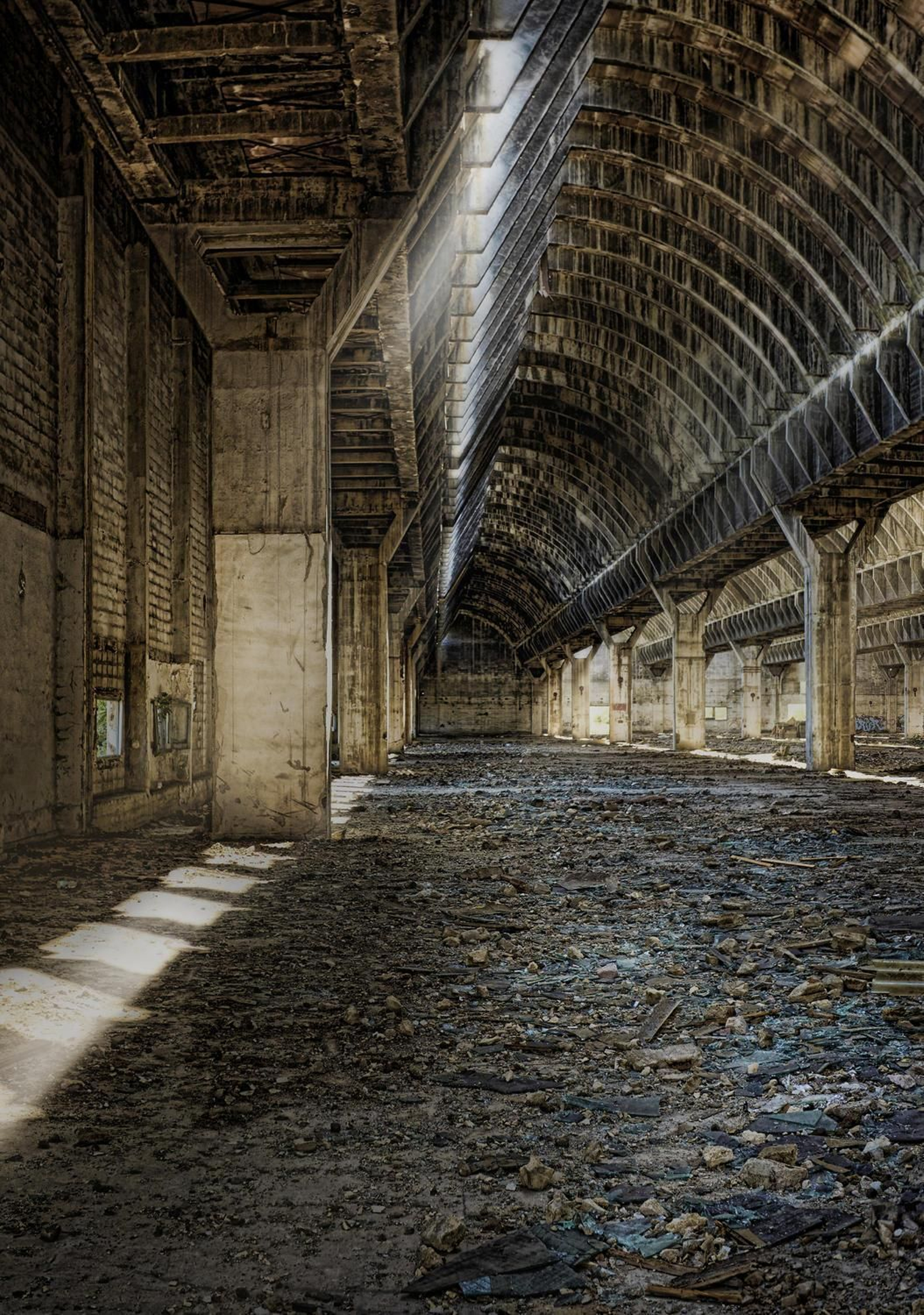 Panorámica de la nave principal de Industrias textiles del Guadalhorce.