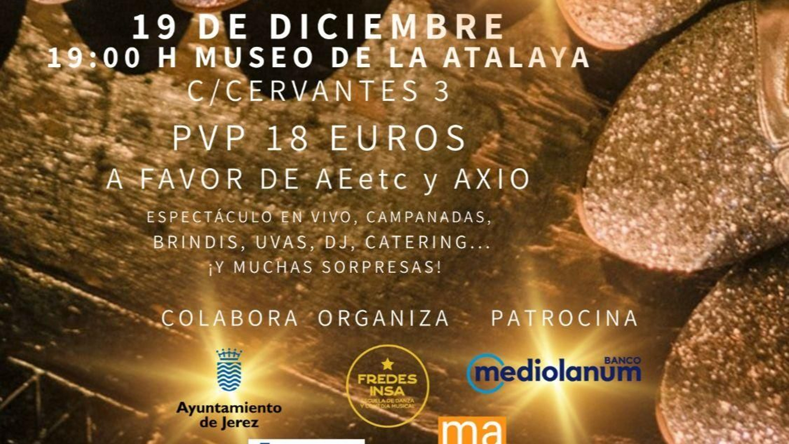 Detalle del cartel del Cotillón Solidario de la Escuela de Danza y Teatro Musical Fredes Insa.