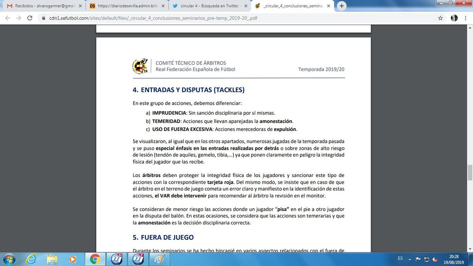 Circular número 4 de la RFEF