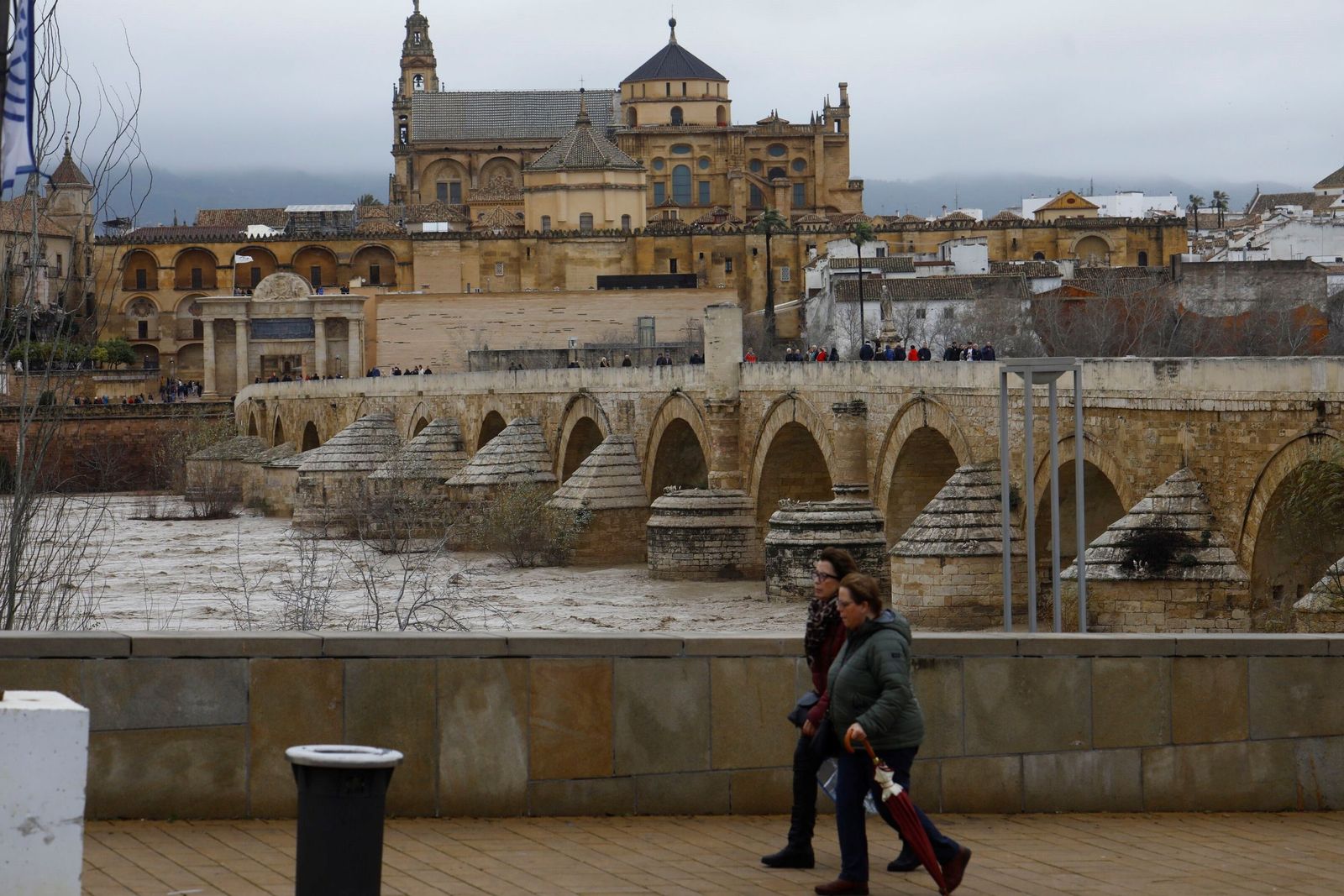 El río Guadalquivir a su paso por Córdoba tras la borrasca Kristin