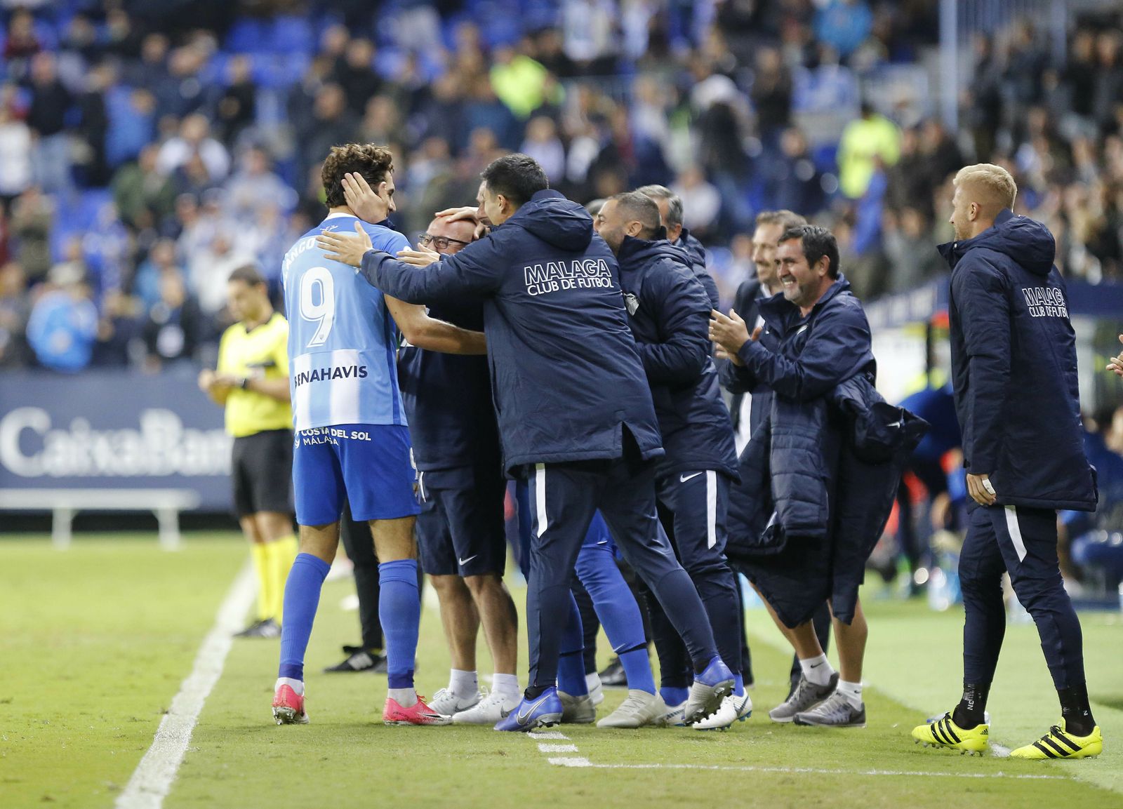 Blanco Leschuk, celebrando su segundo gol al Numancia.